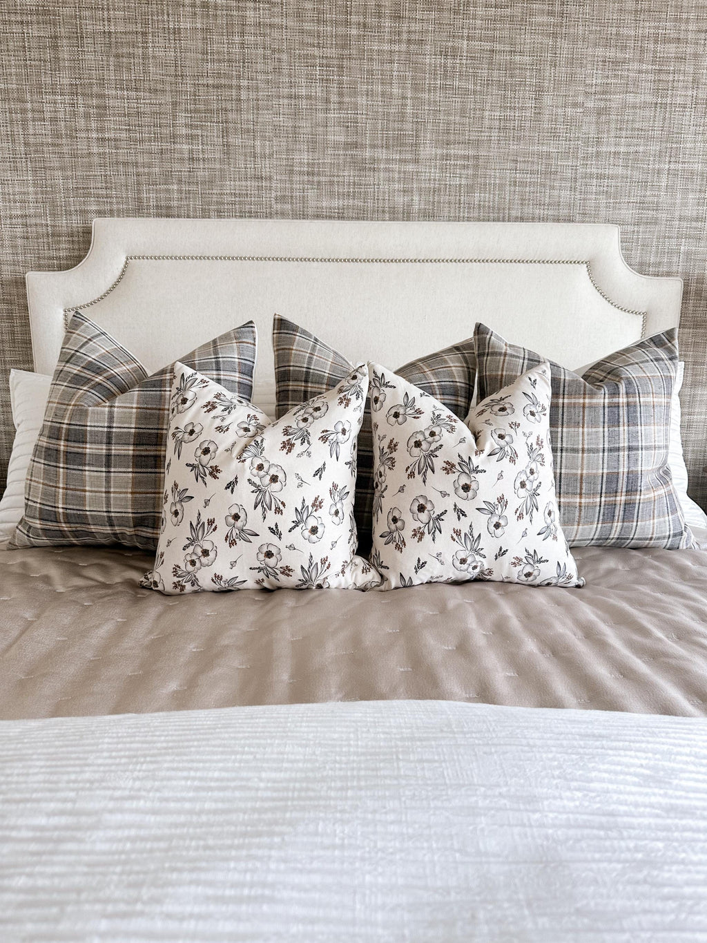 Beige & Rust Floral Pillow Cover