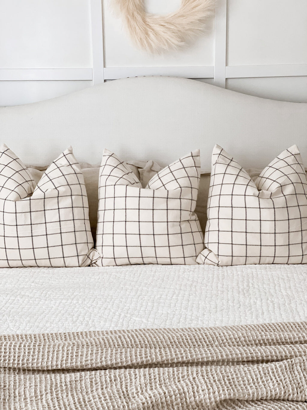 Black & Off-White Plaid Pillow Cover
