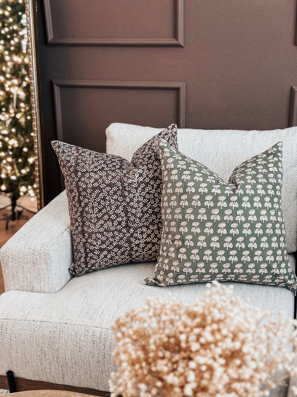 Plum Printed Floral Pillow Cover