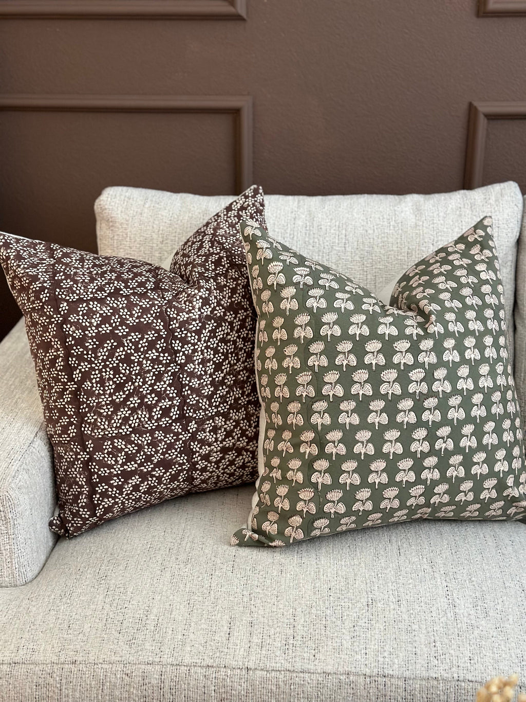 Plum Printed Floral Pillow Cover