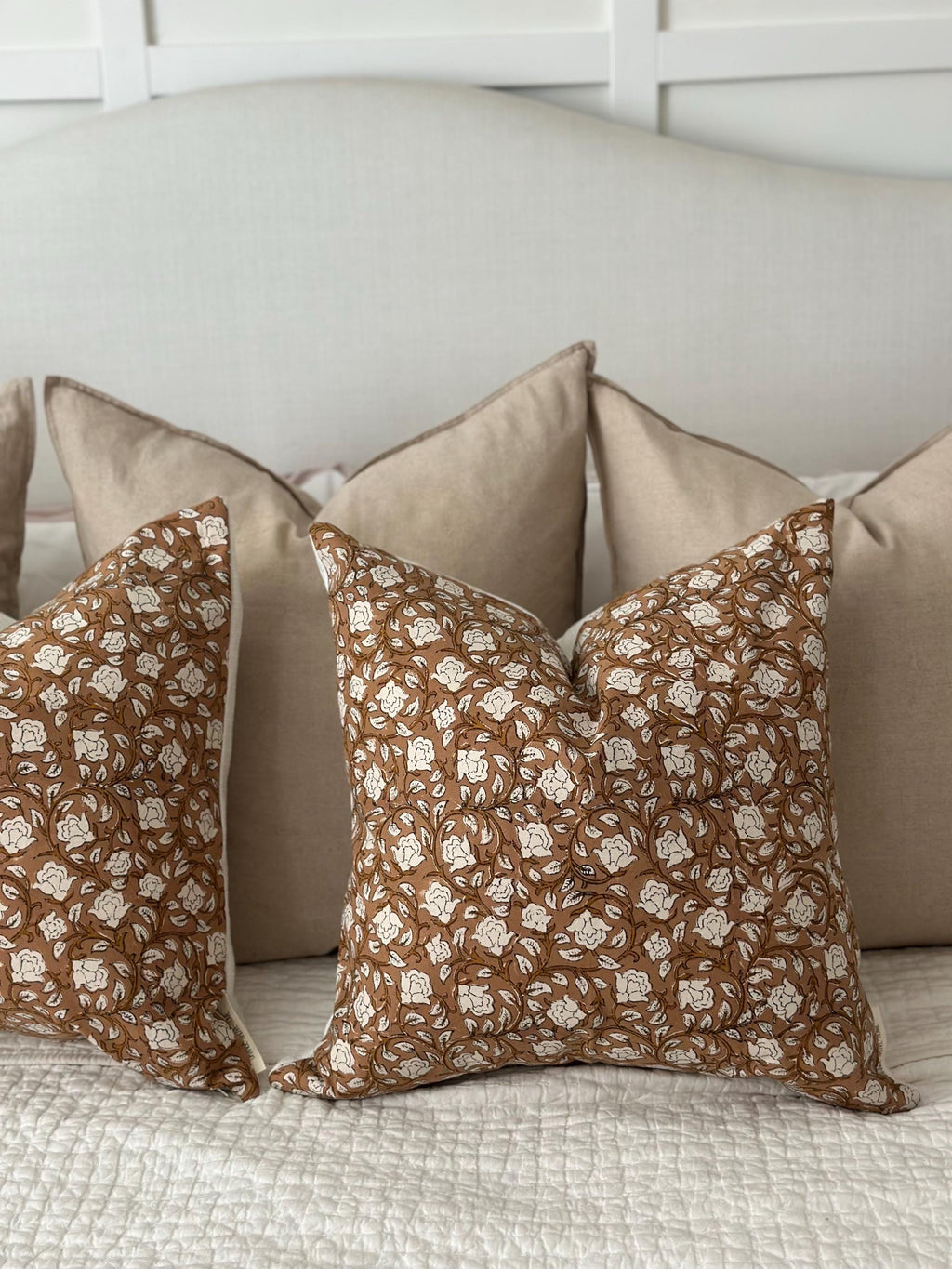 Gold & Rust Floral Pillow Cover