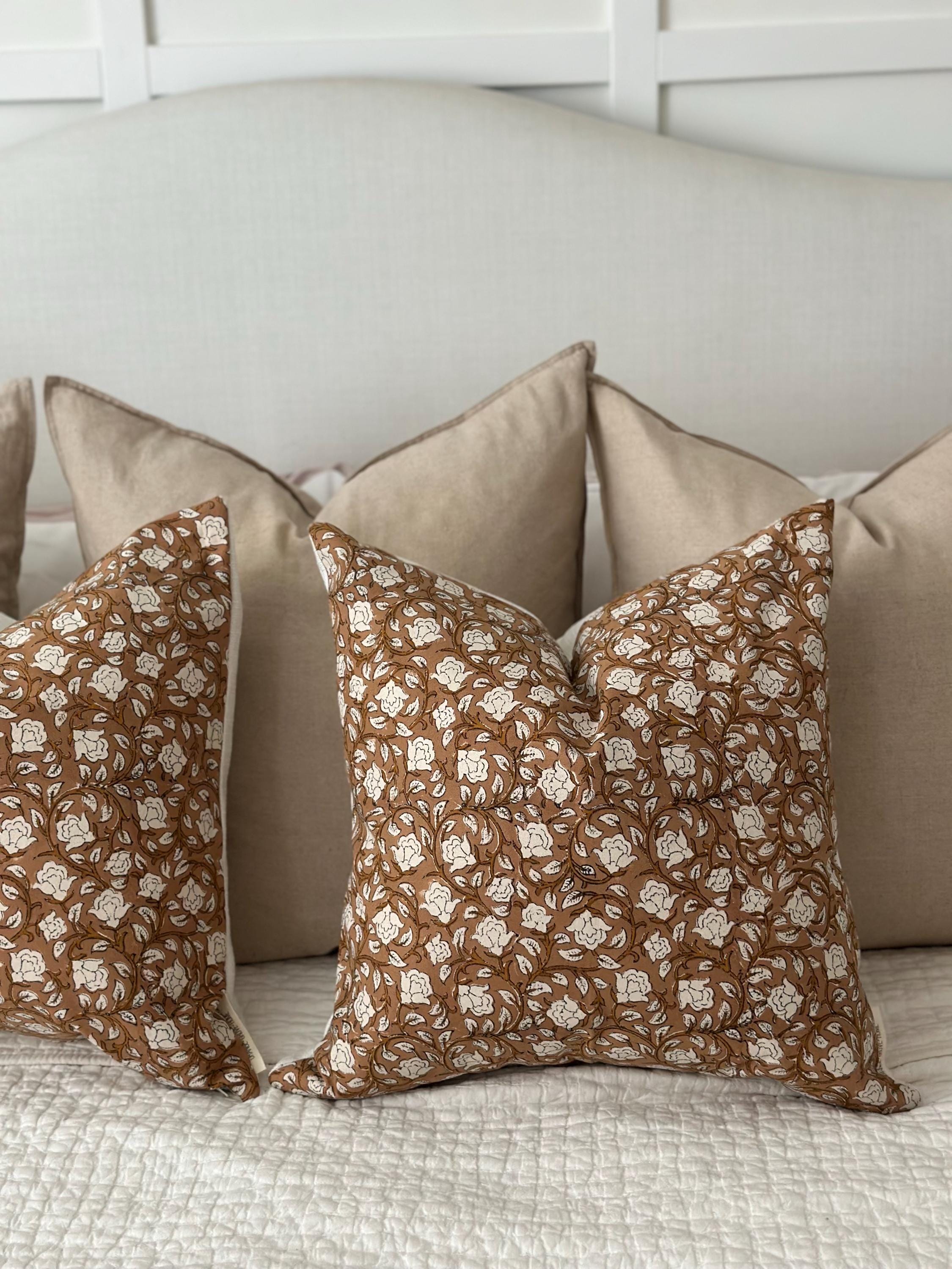 Gold & Rust Floral Pillow Cover