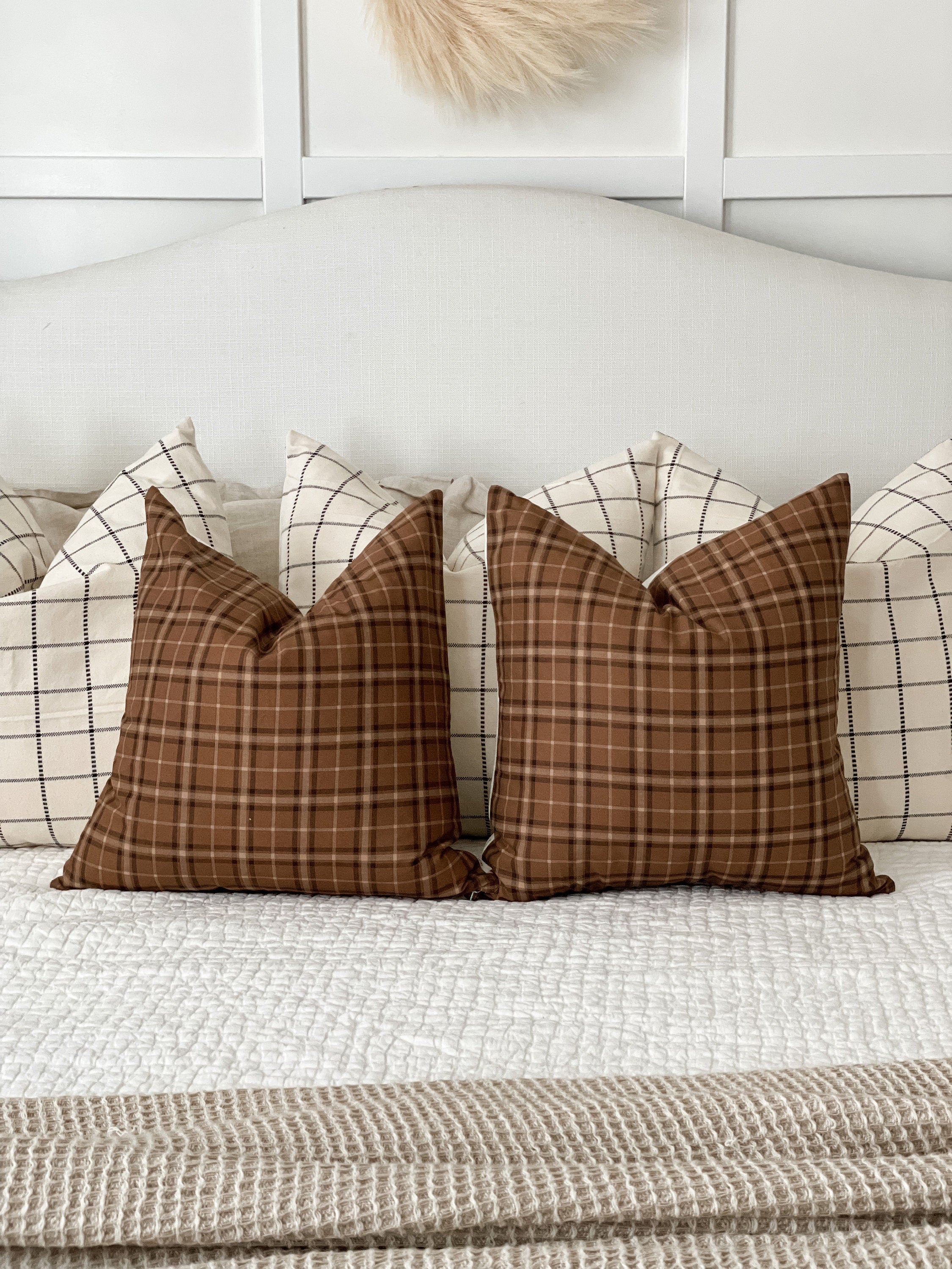 Black & Off-White Plaid Pillow Cover