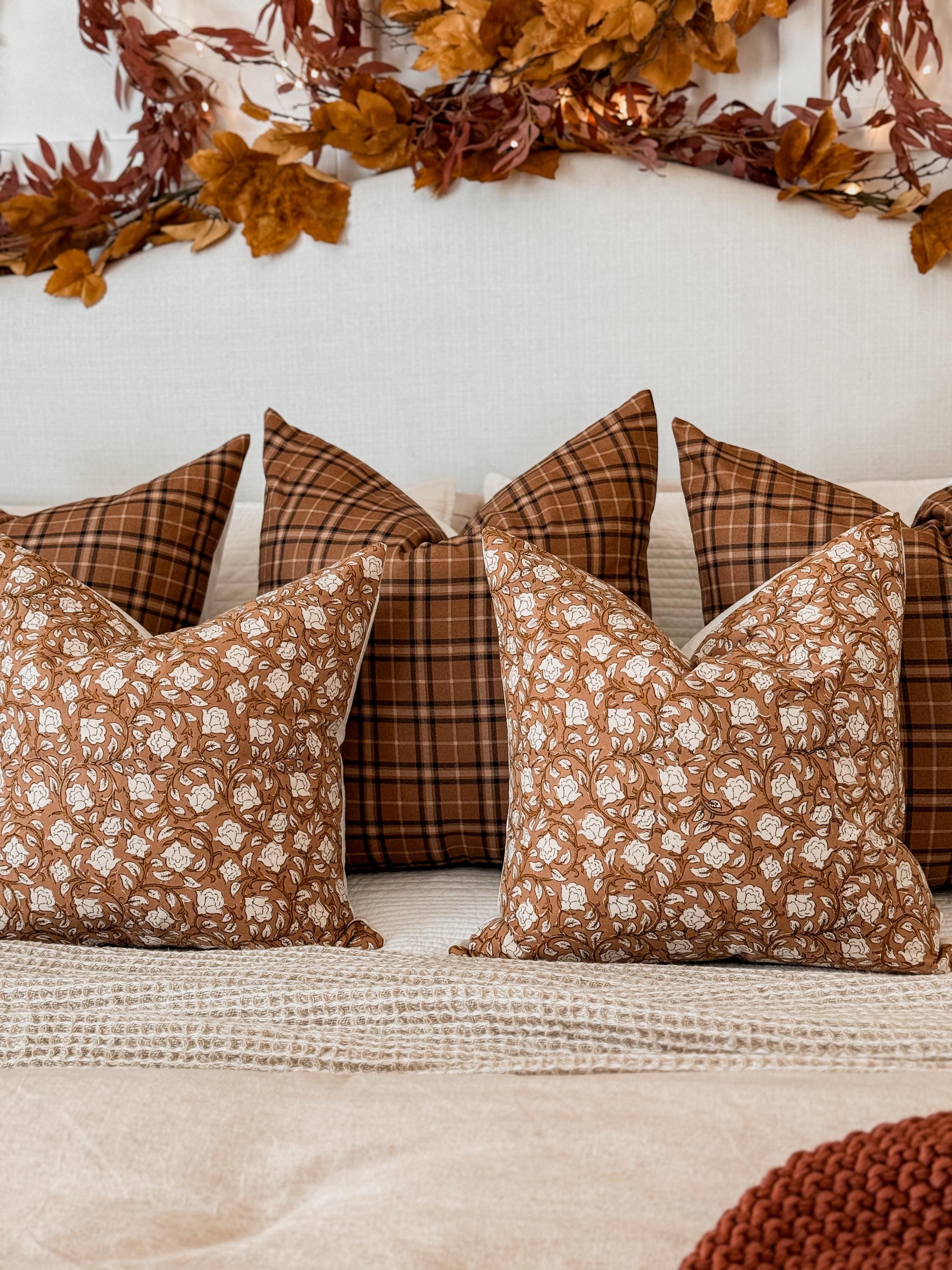 Chocolate/Rust Plaid Pillow Cover