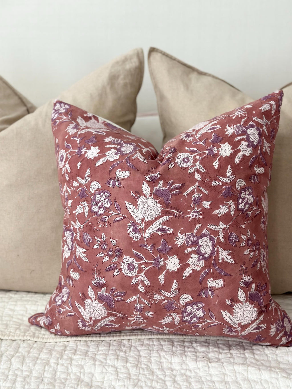 Pink Floral Pillow Cover