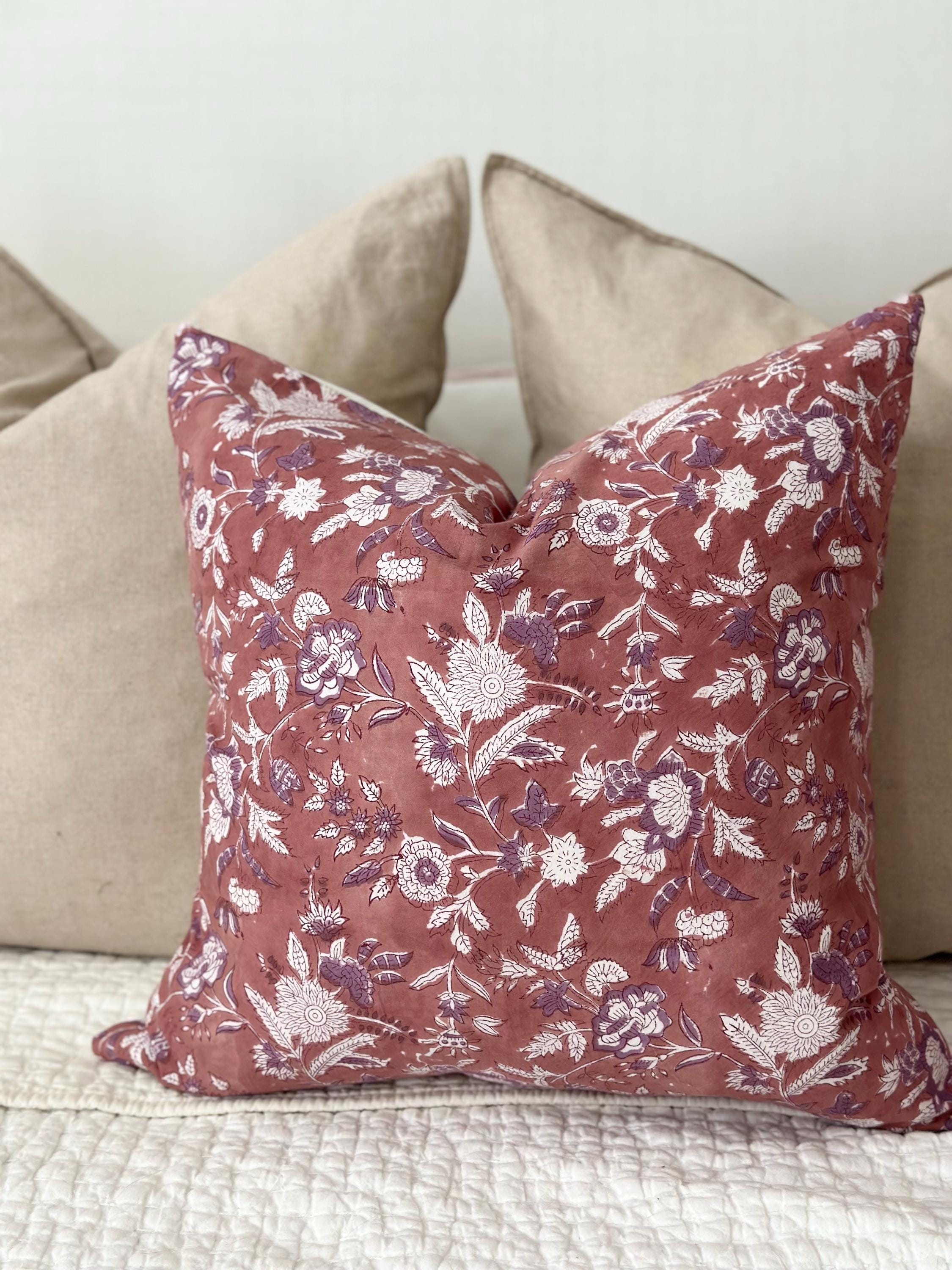 Pink Floral Pillow Cover