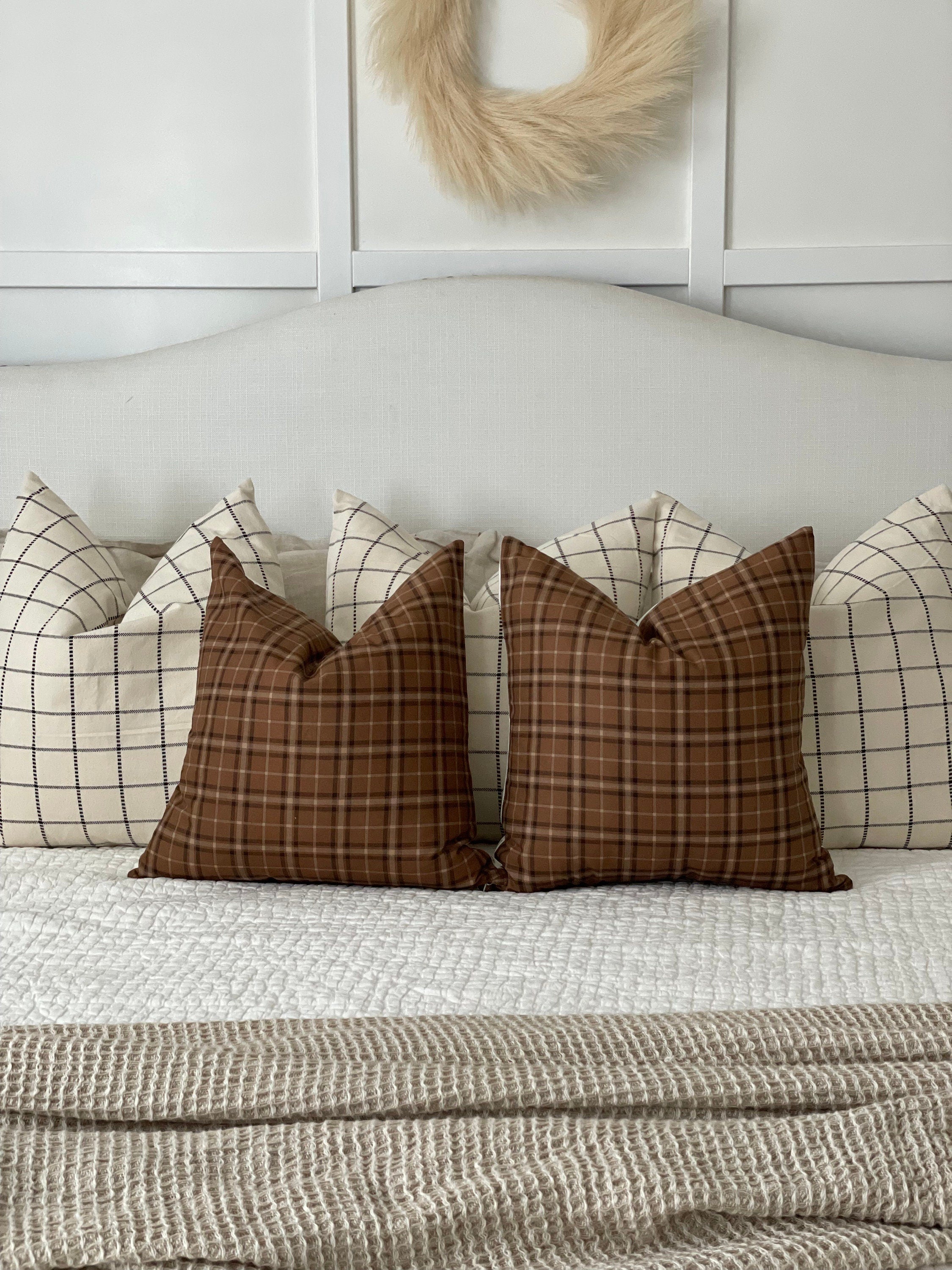 Chocolate/Rust Plaid Pillow Cover