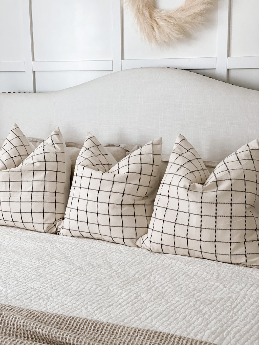 Black & Off-White Plaid Pillow Cover