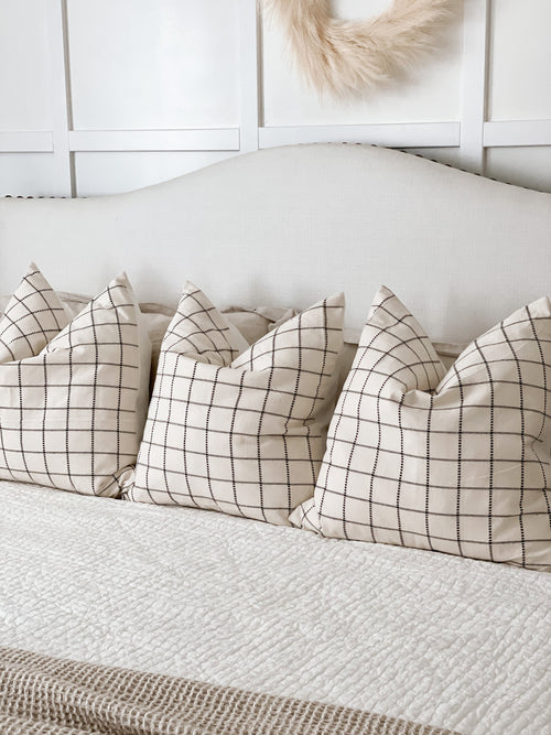 Black & Off-White Plaid Pillow Cover