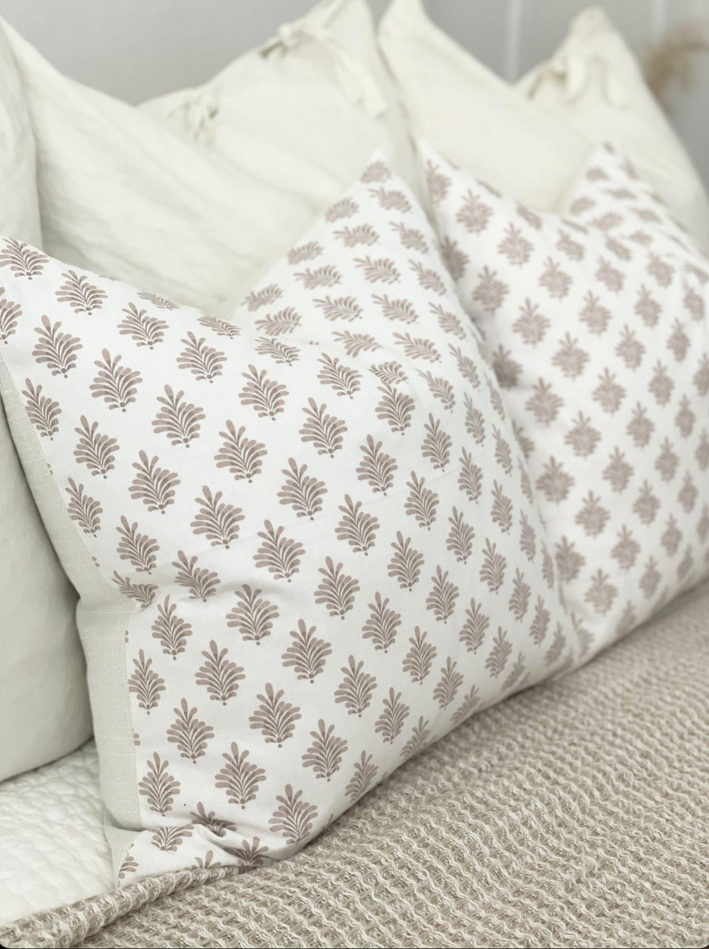 Printed Beige & Blush Pillow Cover 20 x 20