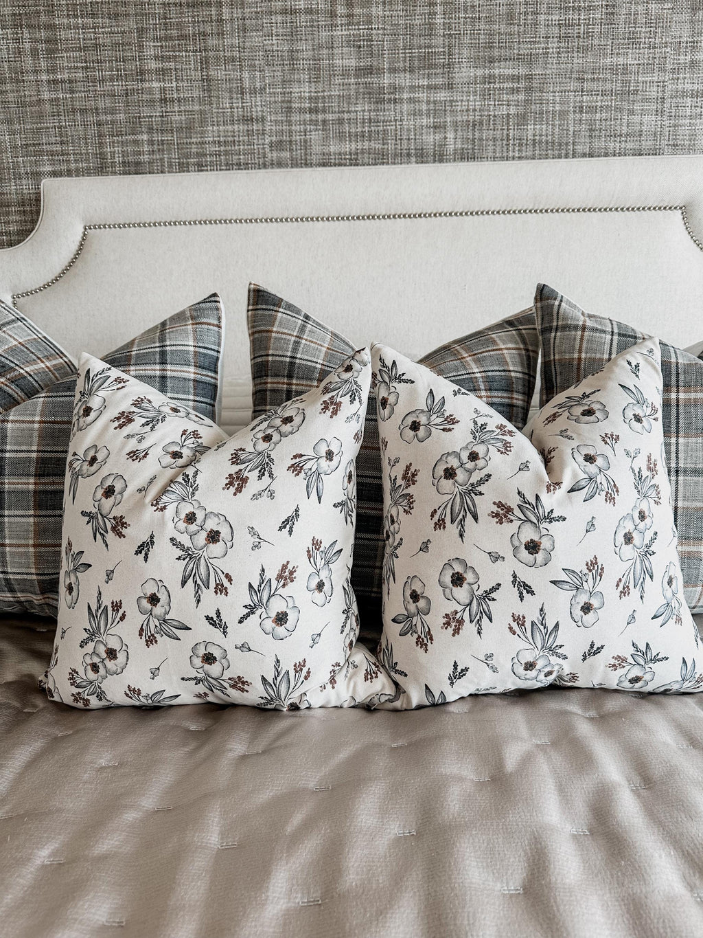 Beige & Rust Floral Pillow Cover