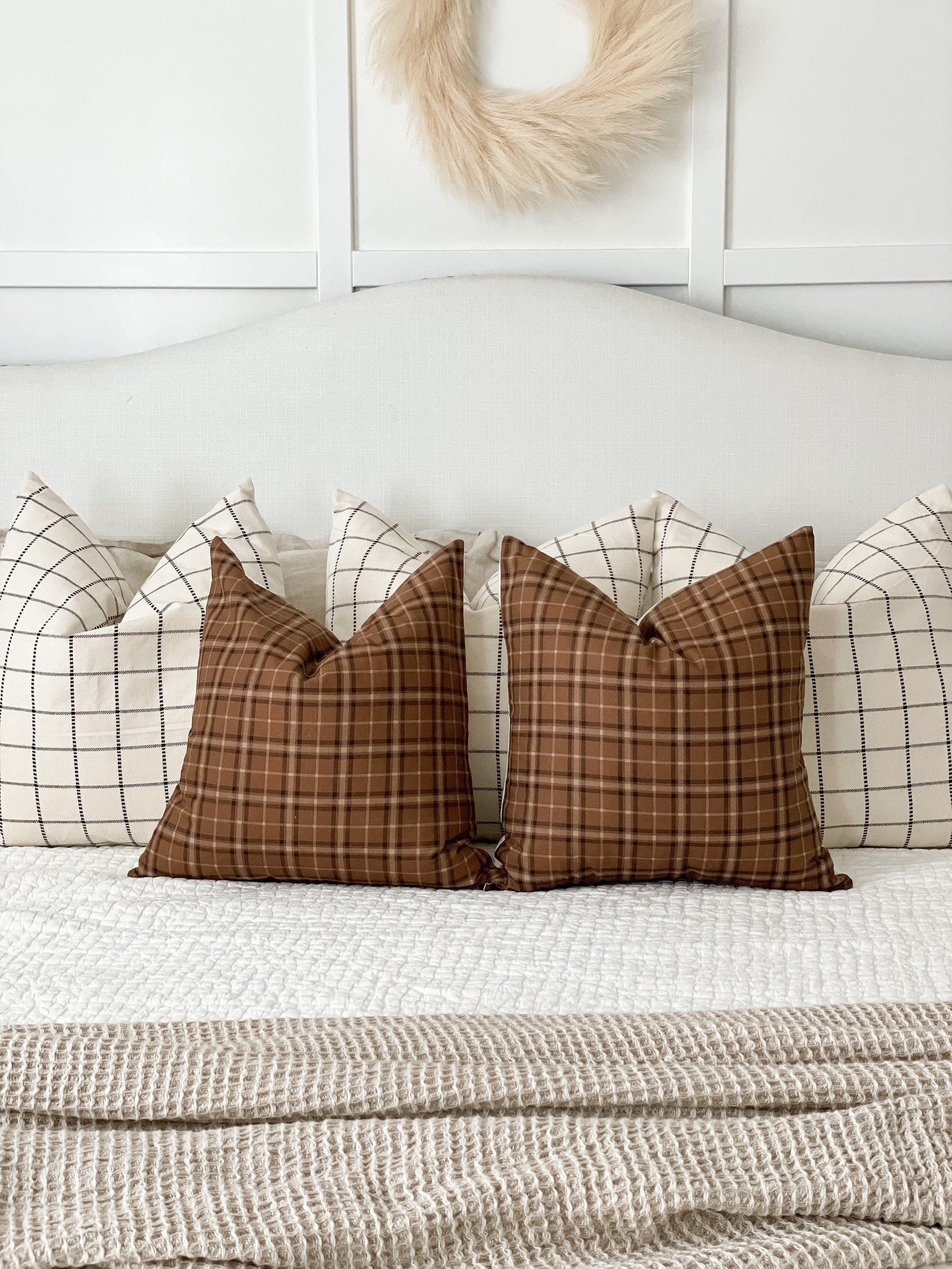 Chocolate/Rust Plaid Pillow Cover