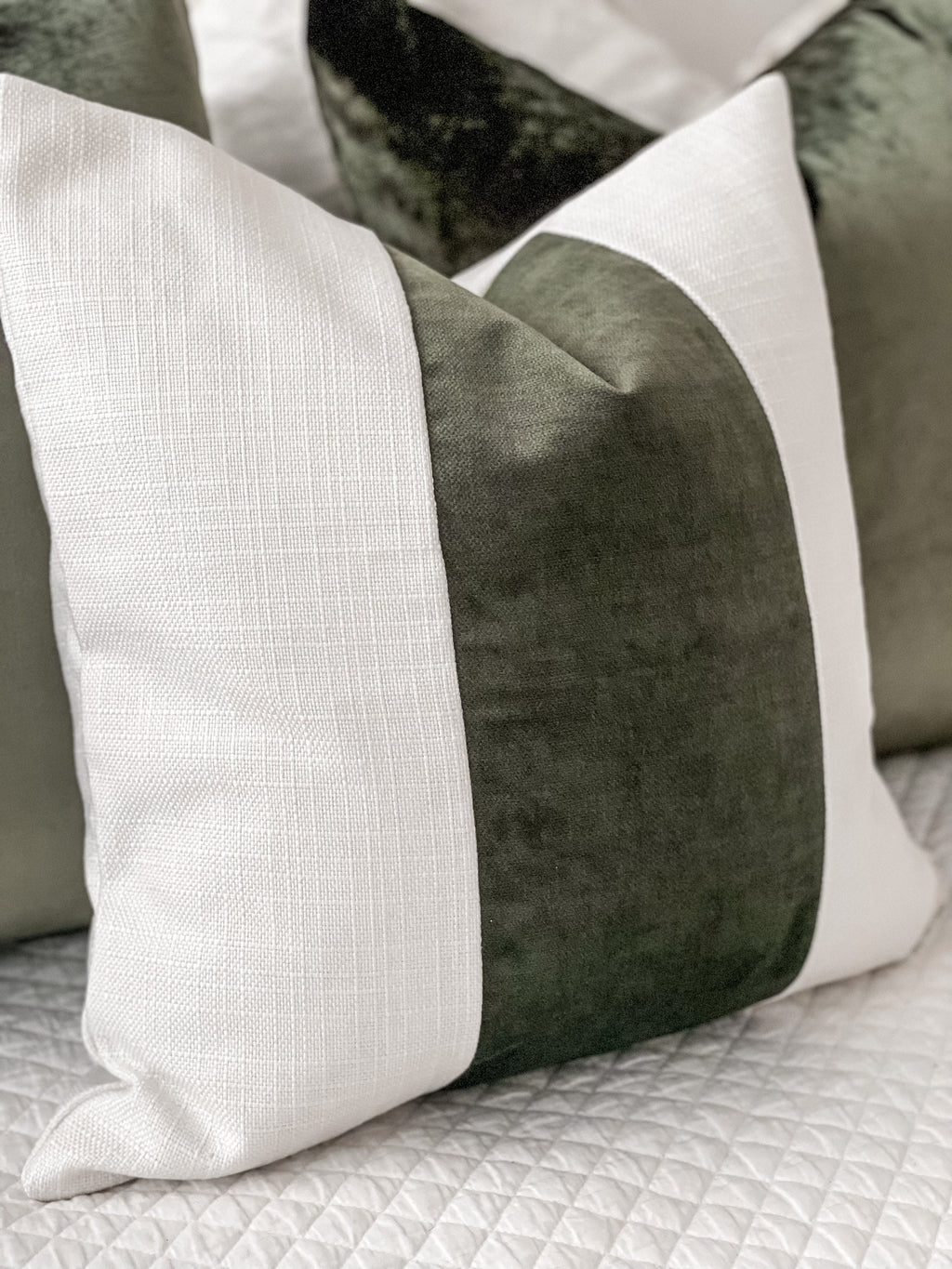 Paneled Look- Soft Evergreen Microsuede Pillow Cover