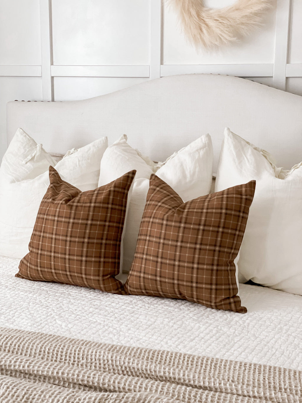 Chocolate/Rust Plaid Pillow Cover
