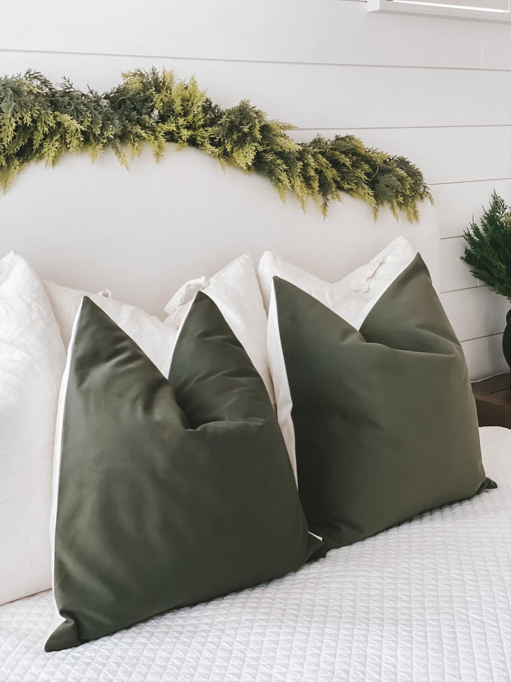 Paneled Look- Soft Evergreen Microsuede Pillow Cover