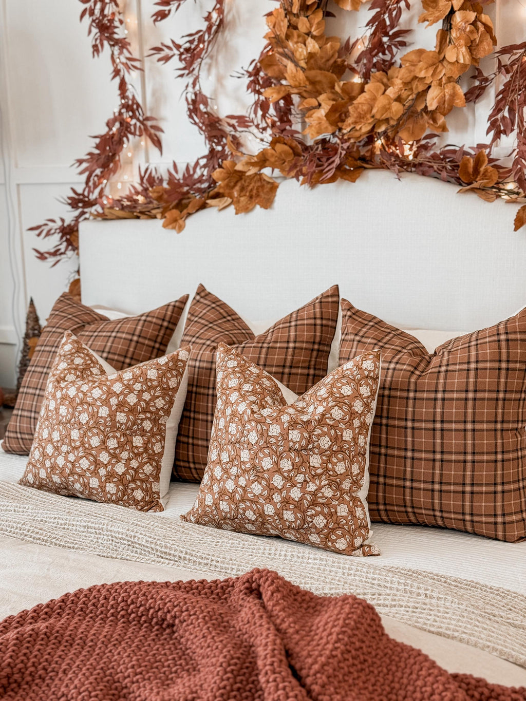 Chocolate/Rust Plaid Pillow Cover