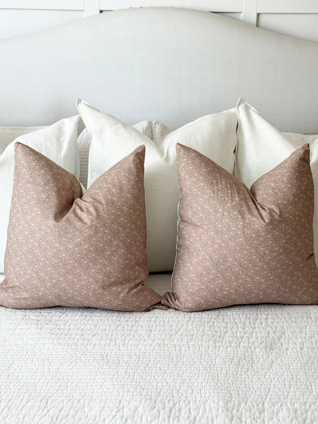 Beige and Blush Floral Pillow Cover