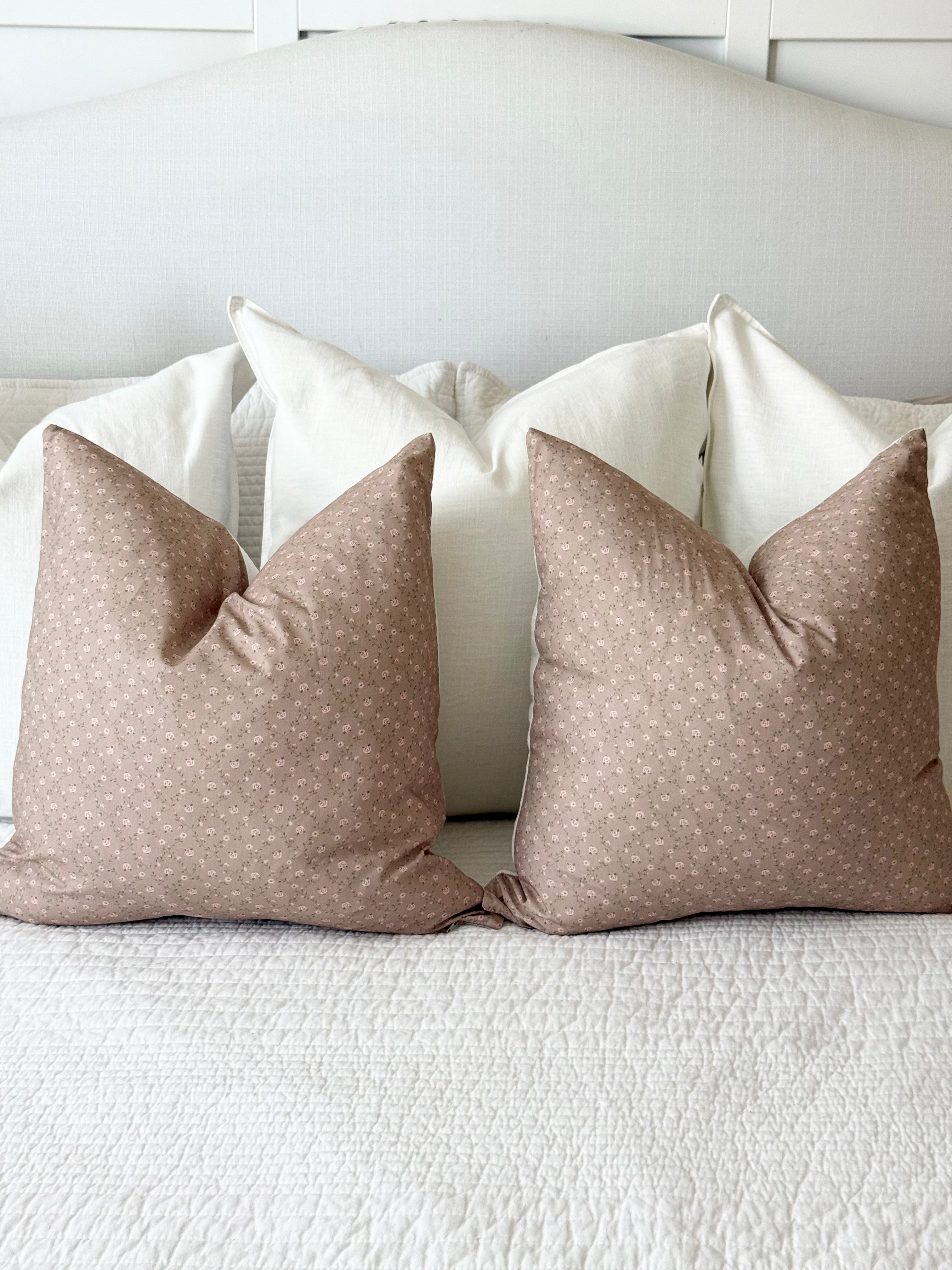 Beige and Blush Floral Pillow Cover