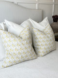 Gray and Yellow Floral Pillow Cover