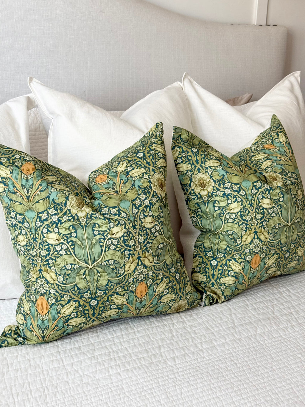 Floral Green Printed Pillow Cover