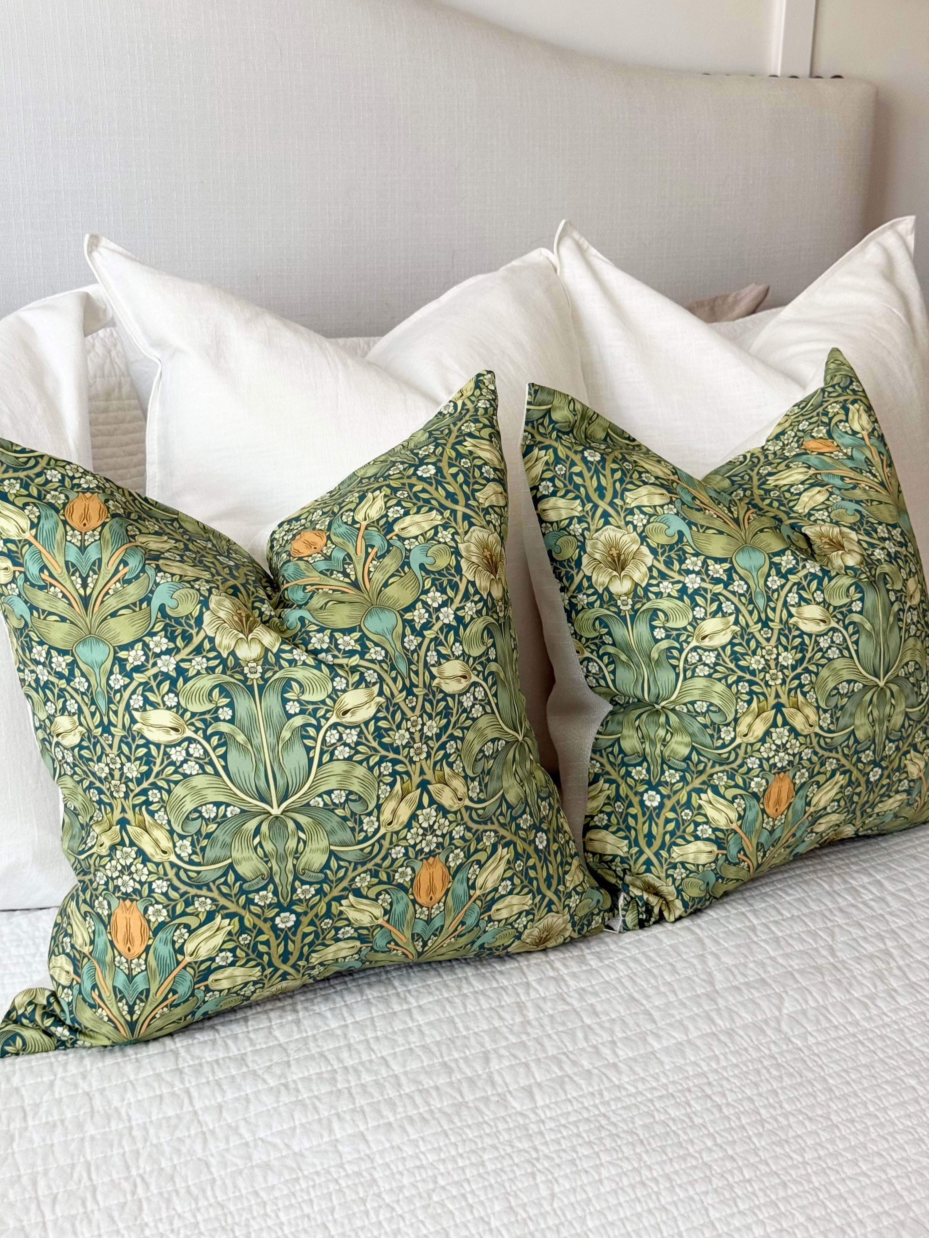 Floral Green Printed Pillow Cover