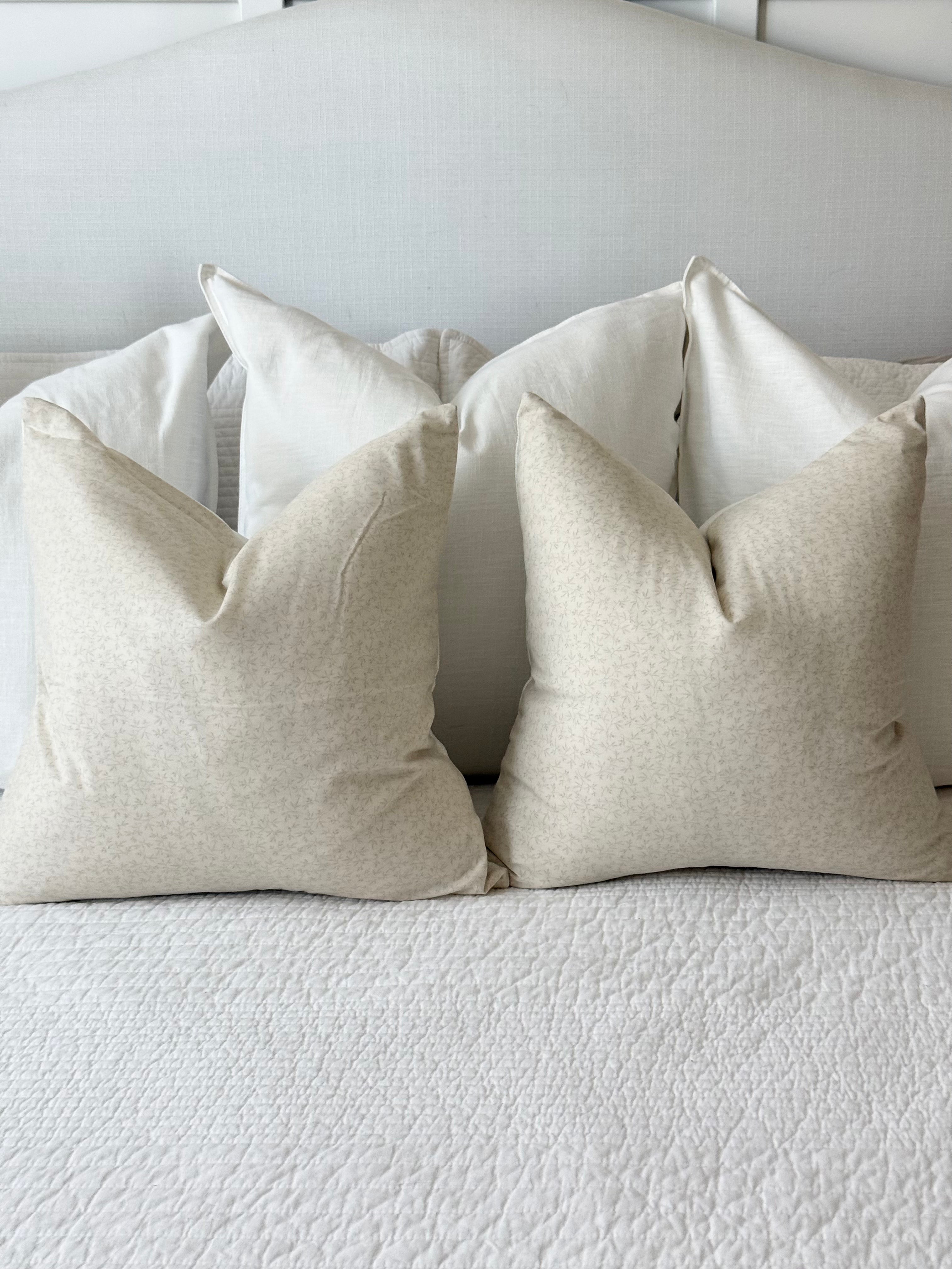 Floral Beige Pillow Cover