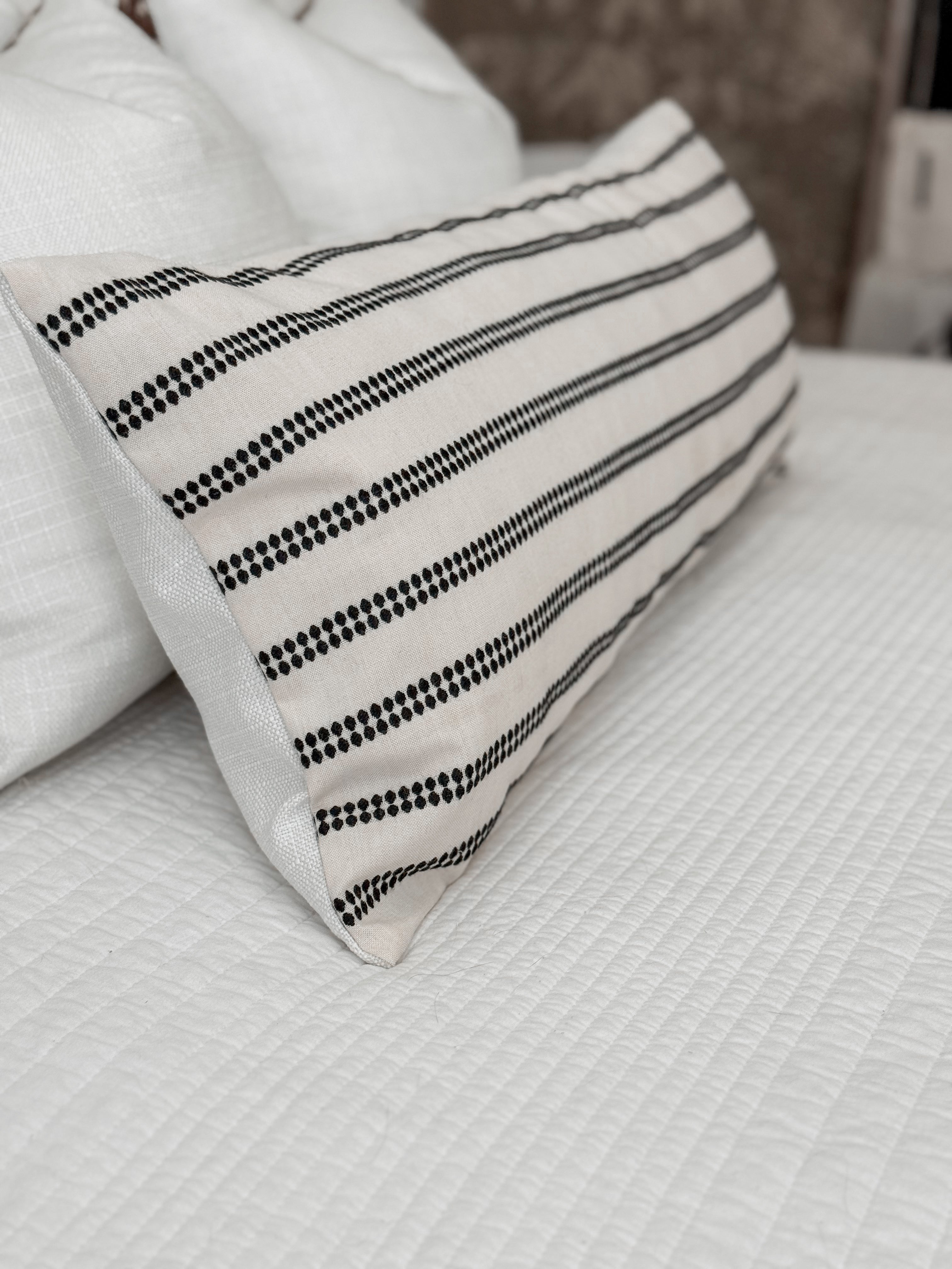 Black and White Lumbar Pillow Cover 14 x 36