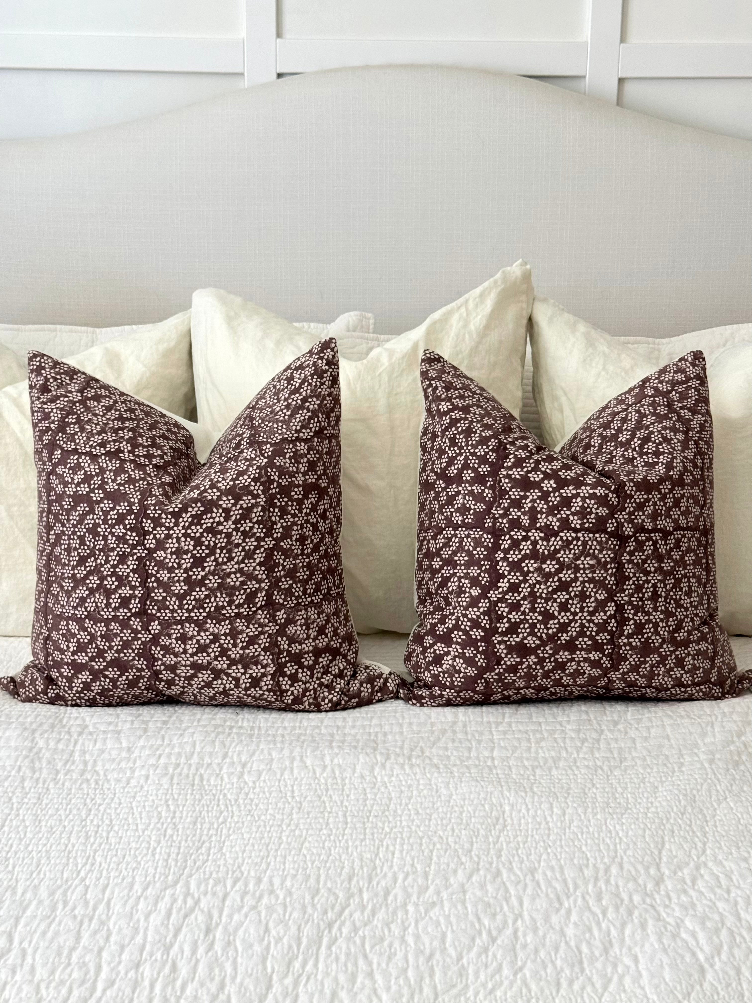 Plum Printed Floral Pillow Cover