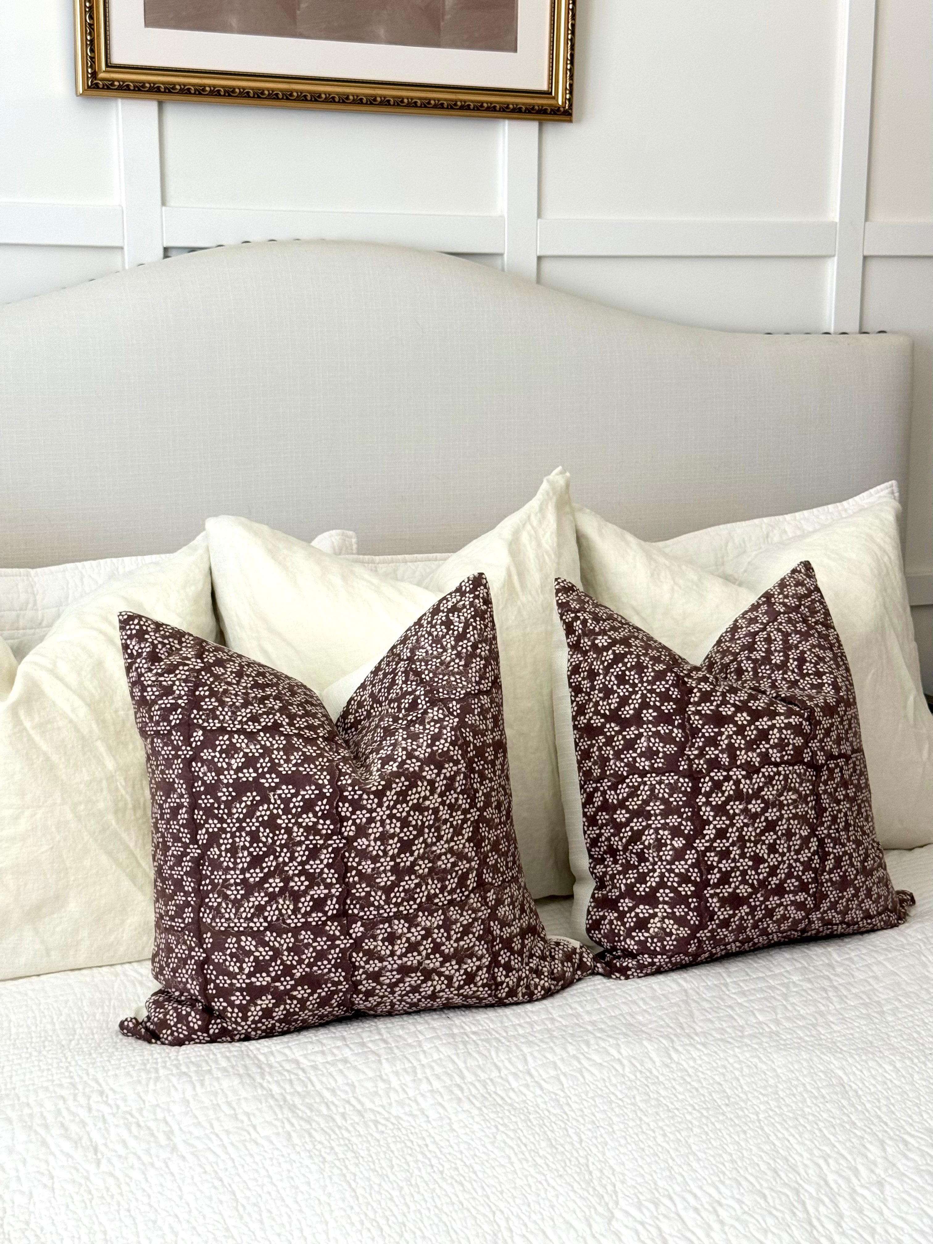 Plum Printed Floral Pillow Cover