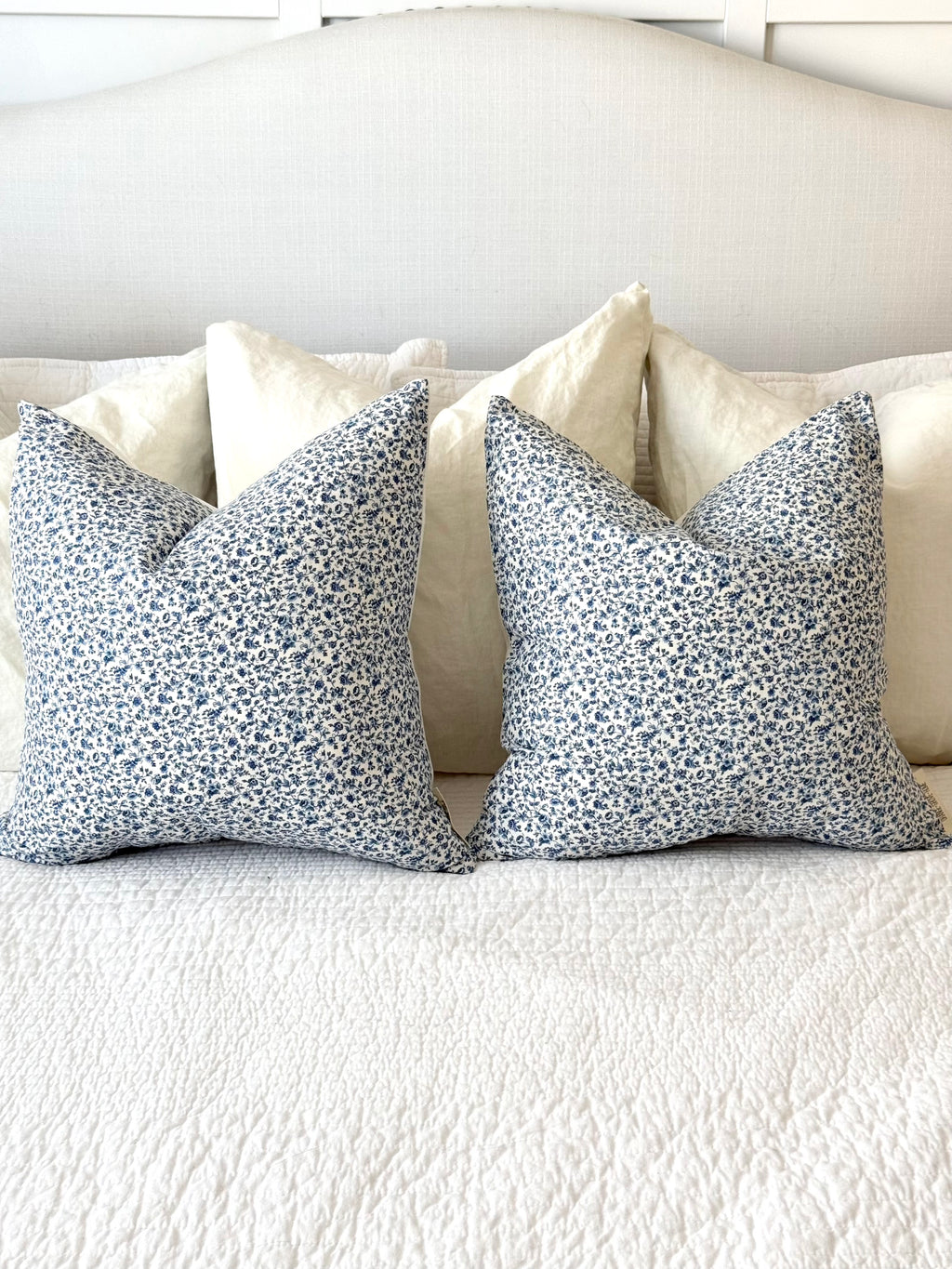 Blue & White Floral Pillow Cover