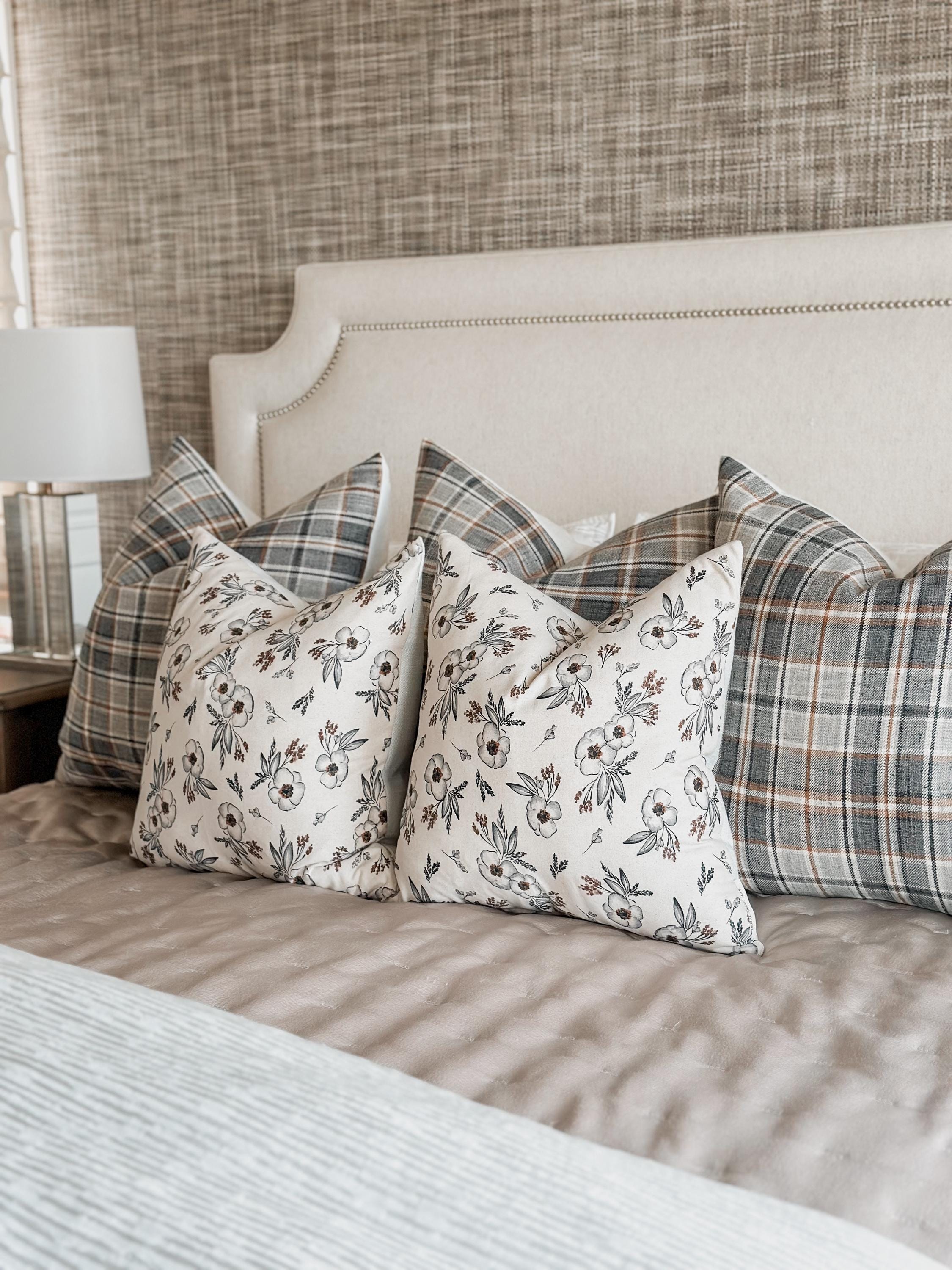 Beige & Rust Floral Pillow Cover