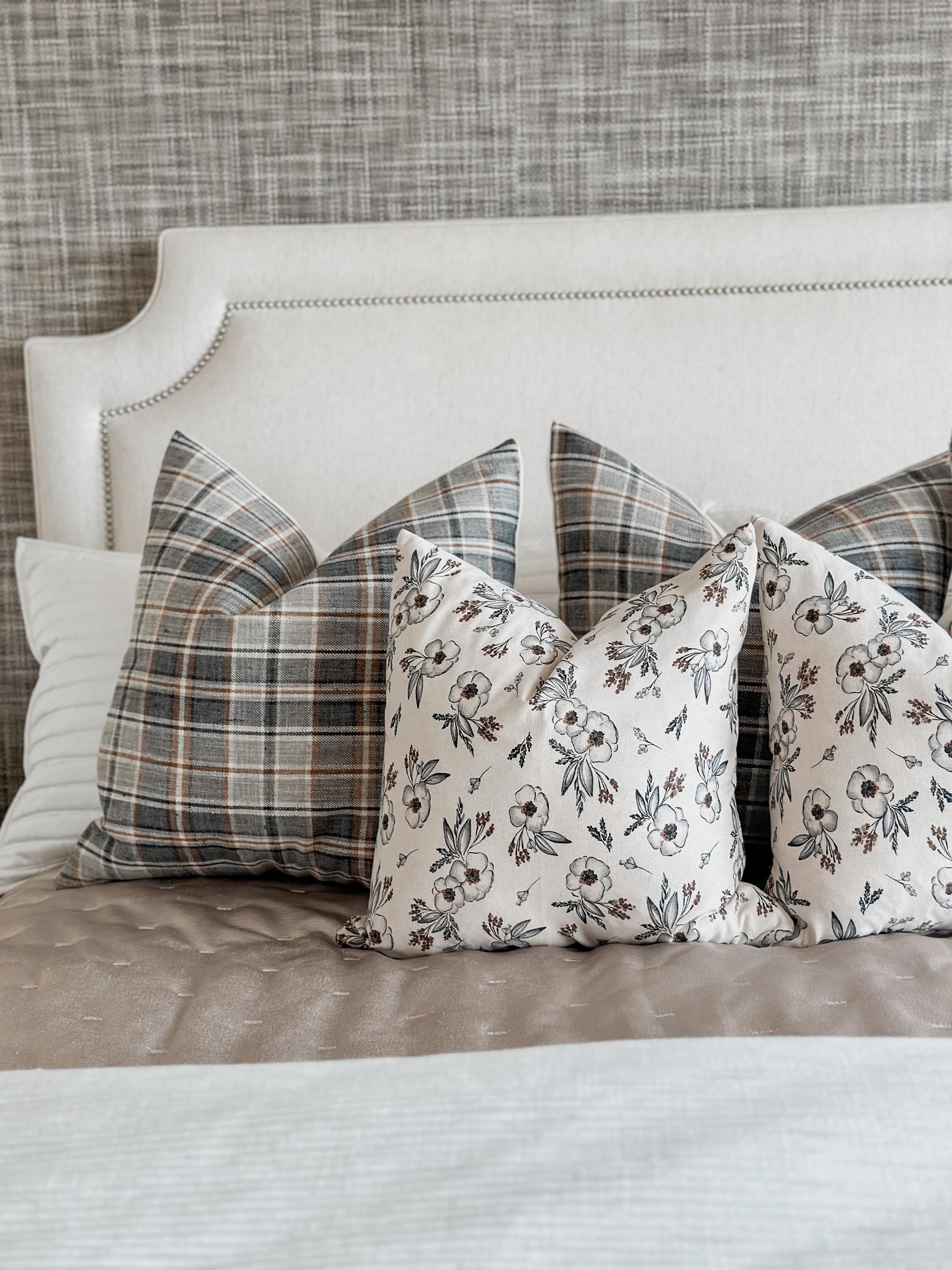 Beige & Rust Floral Pillow Cover