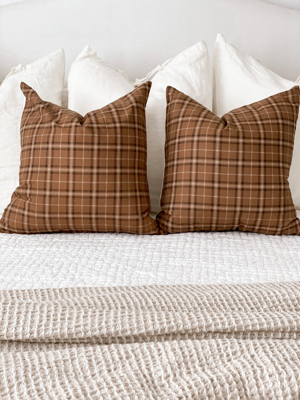 Chocolate/Rust Plaid Pillow Cover