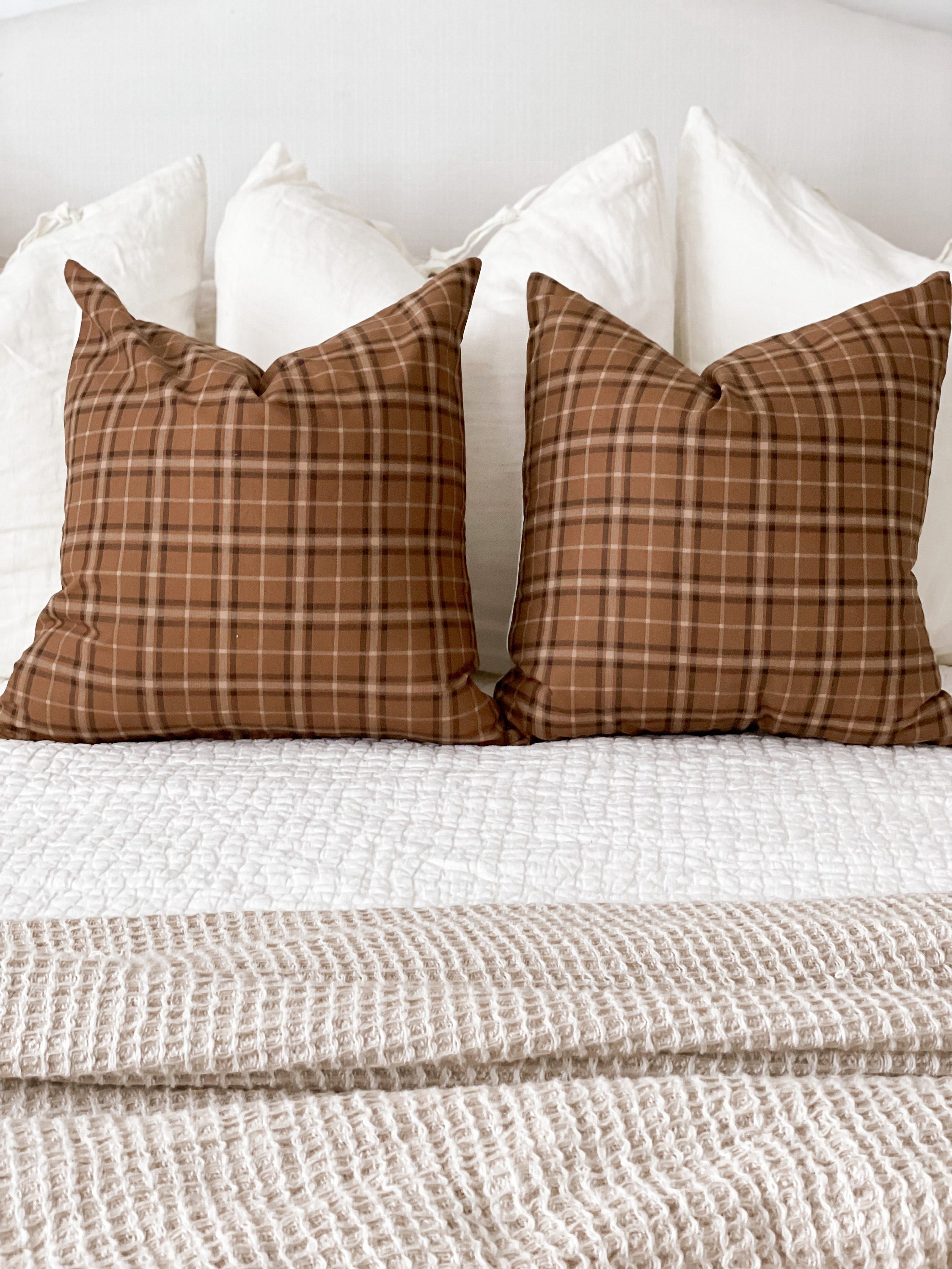Chocolate/Rust Plaid Pillow Cover