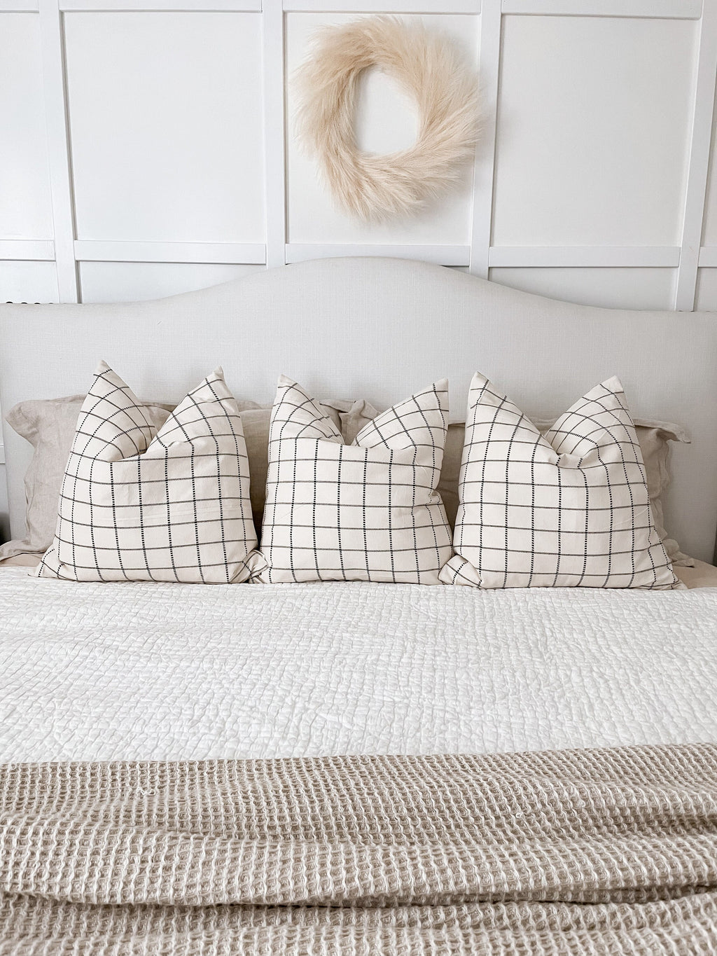 Black & Off-White Plaid Pillow Cover