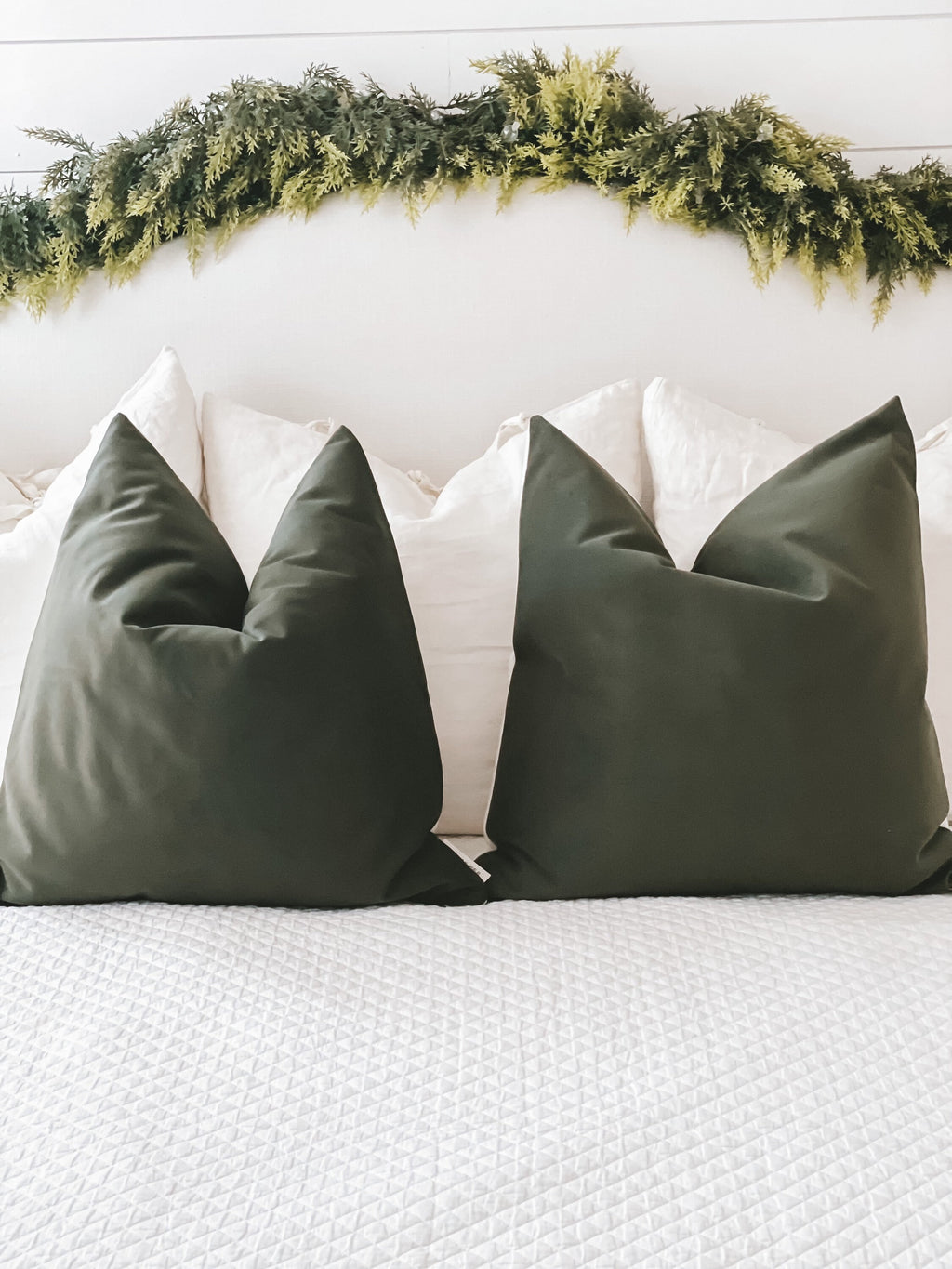 Paneled Look- Soft Evergreen Microsuede Pillow Cover