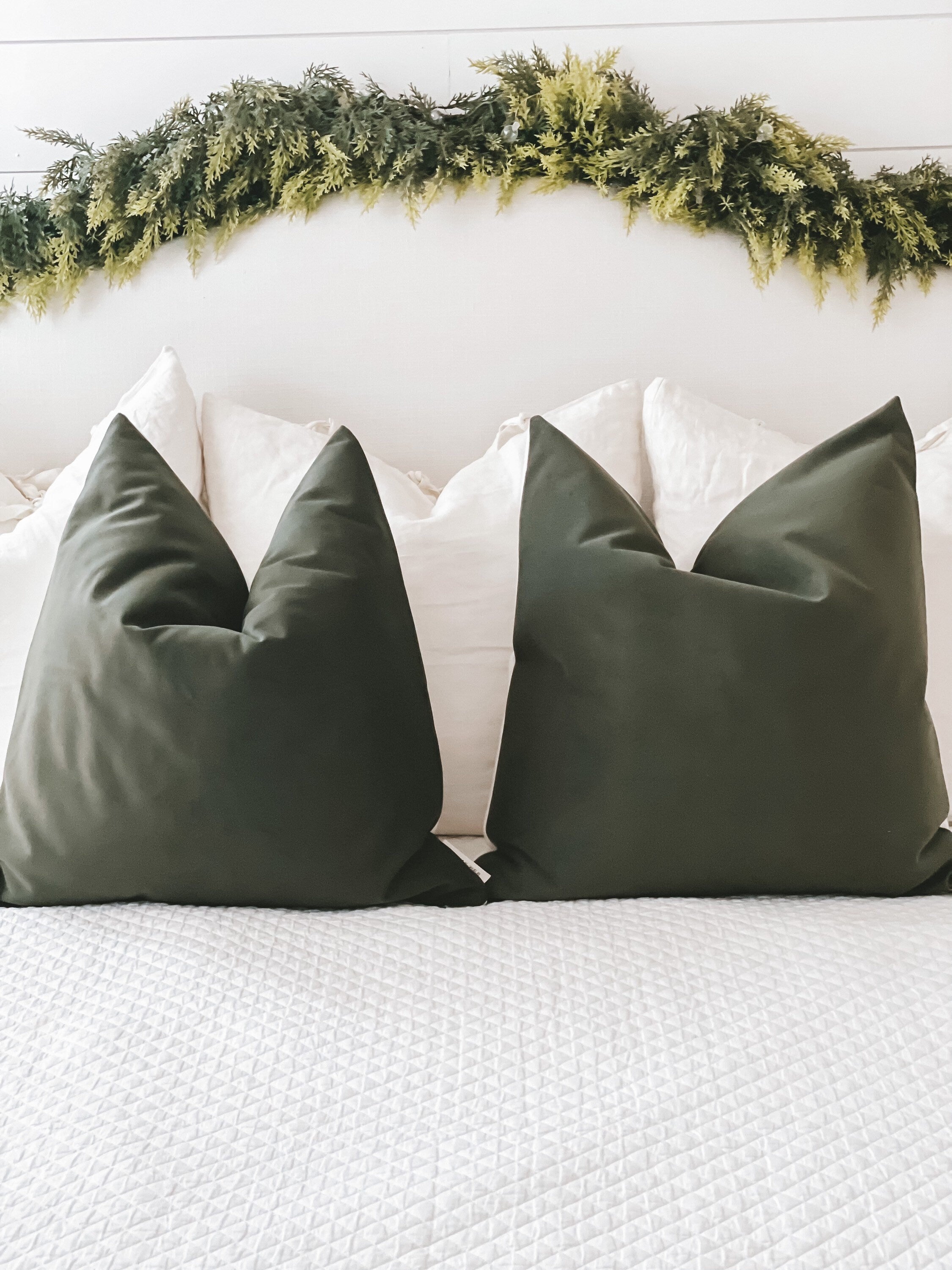 Paneled Look- Soft Evergreen Microsuede Pillow Cover