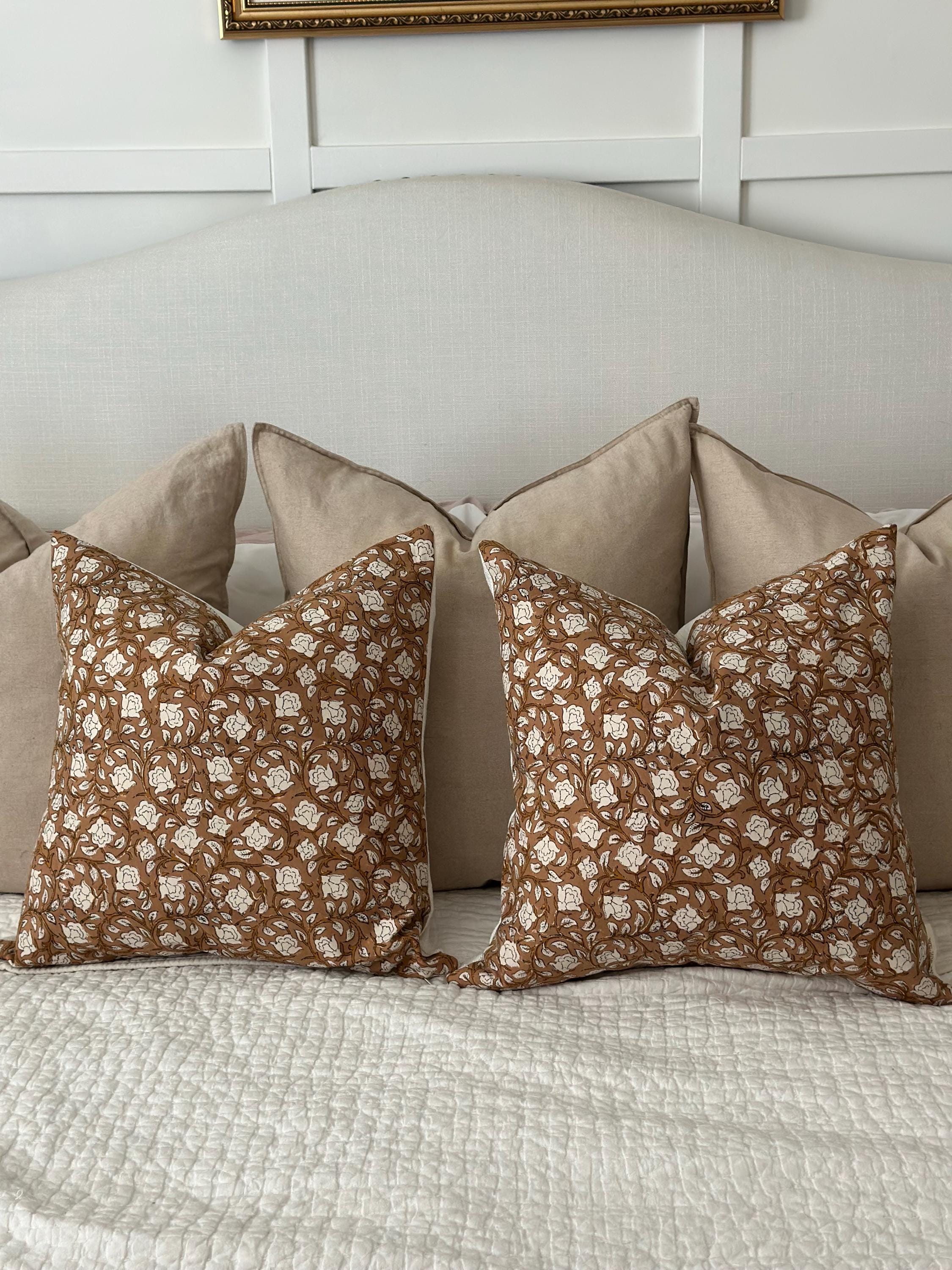 Gold & Rust Floral Pillow Cover