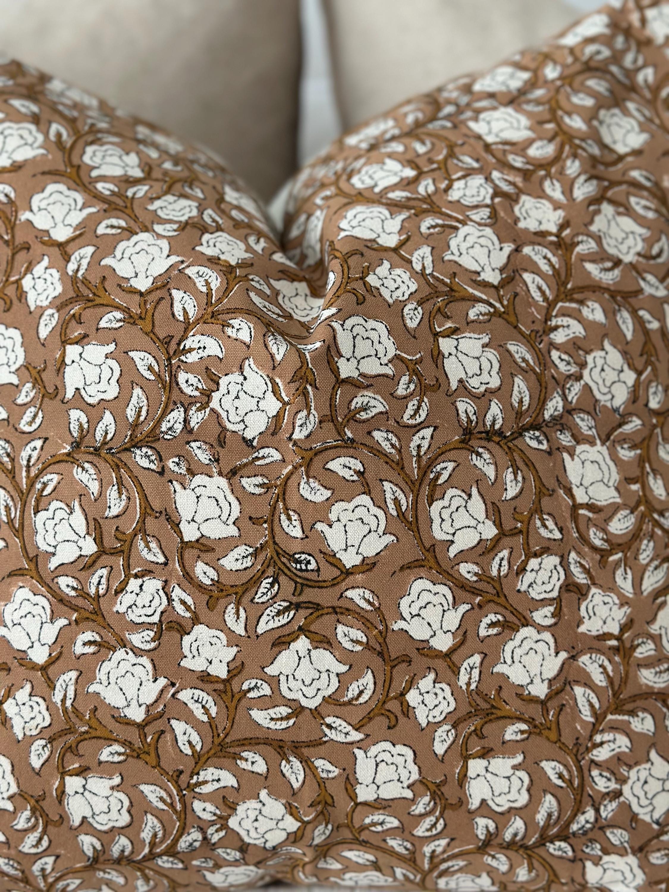 Gold & Rust Floral Pillow Cover