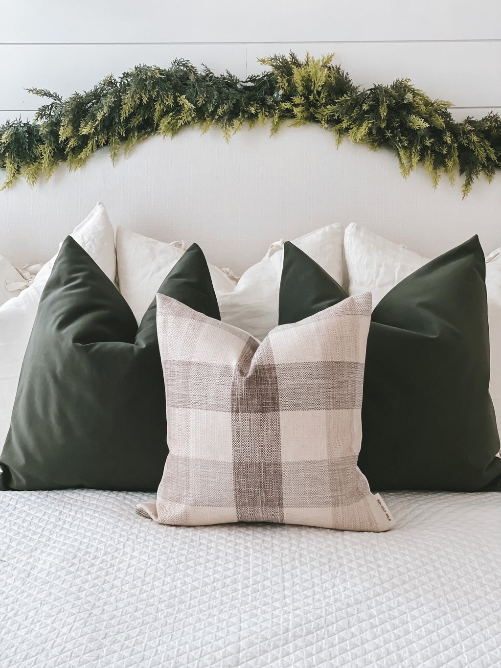 Paneled Look- Soft Evergreen Microsuede Pillow Cover