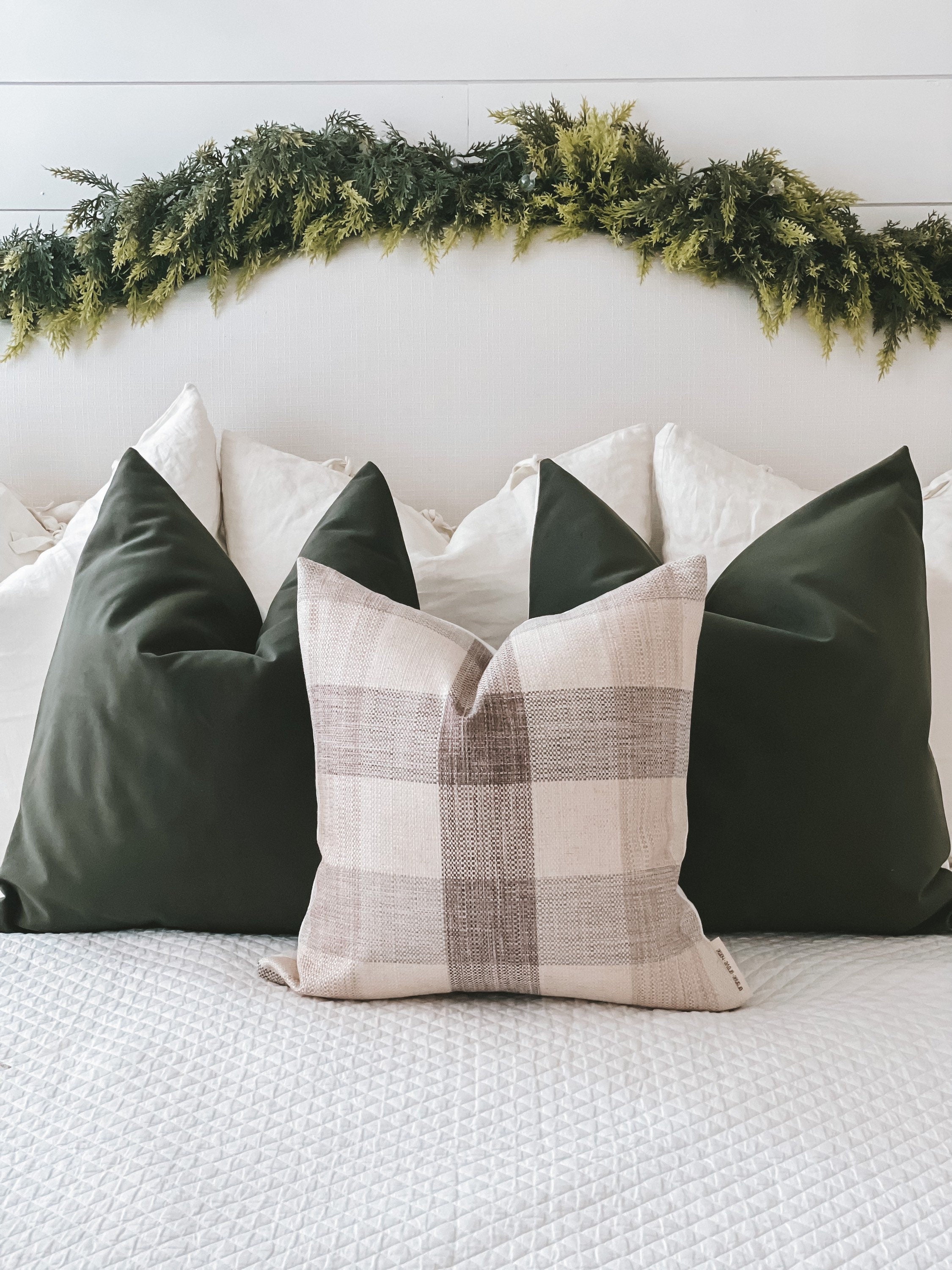 Paneled Look- Soft Evergreen Microsuede Pillow Cover