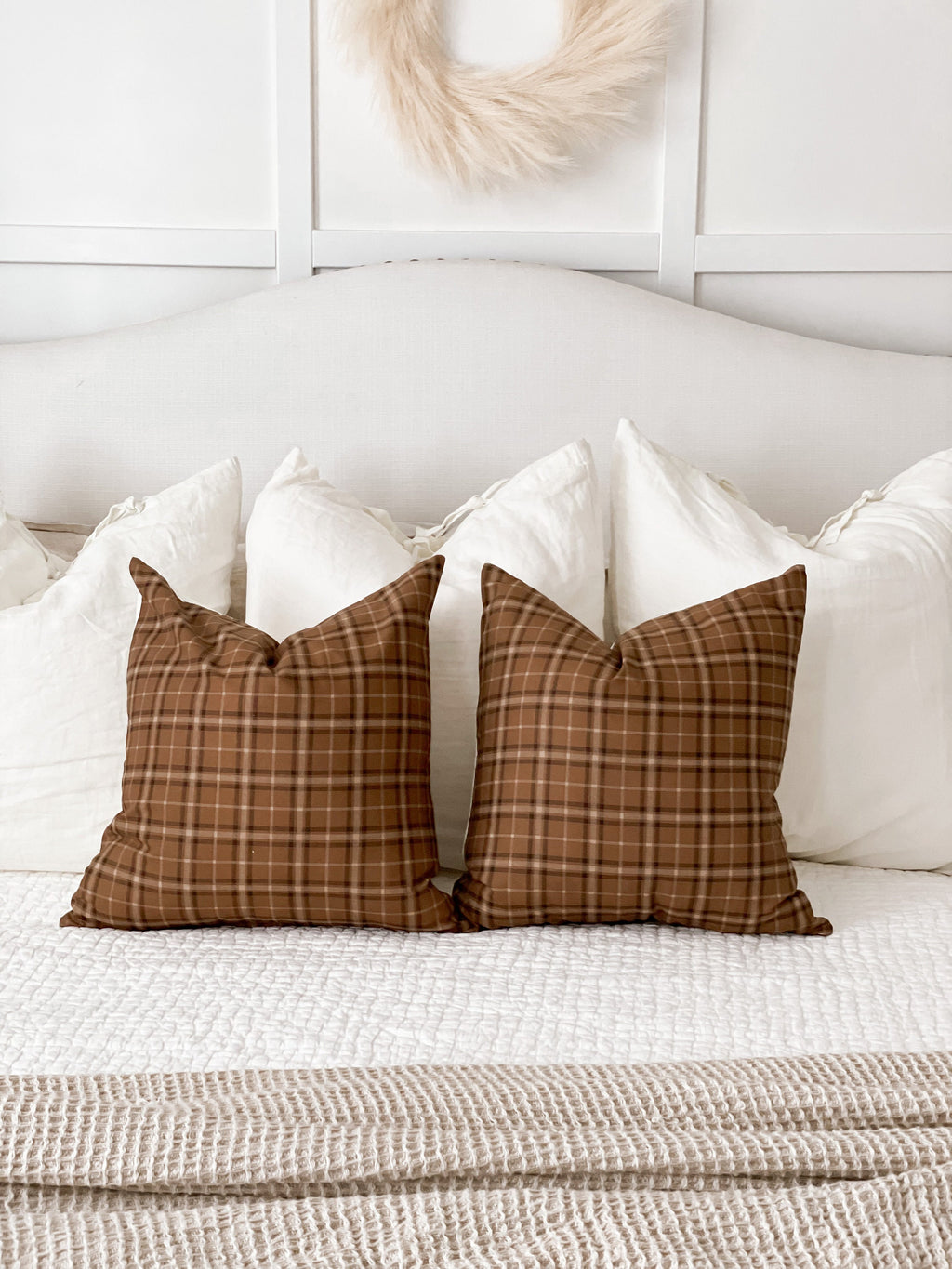 Chocolate/Rust Plaid Pillow Cover
