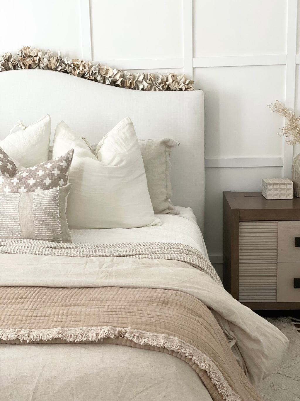 Beige Printed “Swiss Cross” Pillow Cover