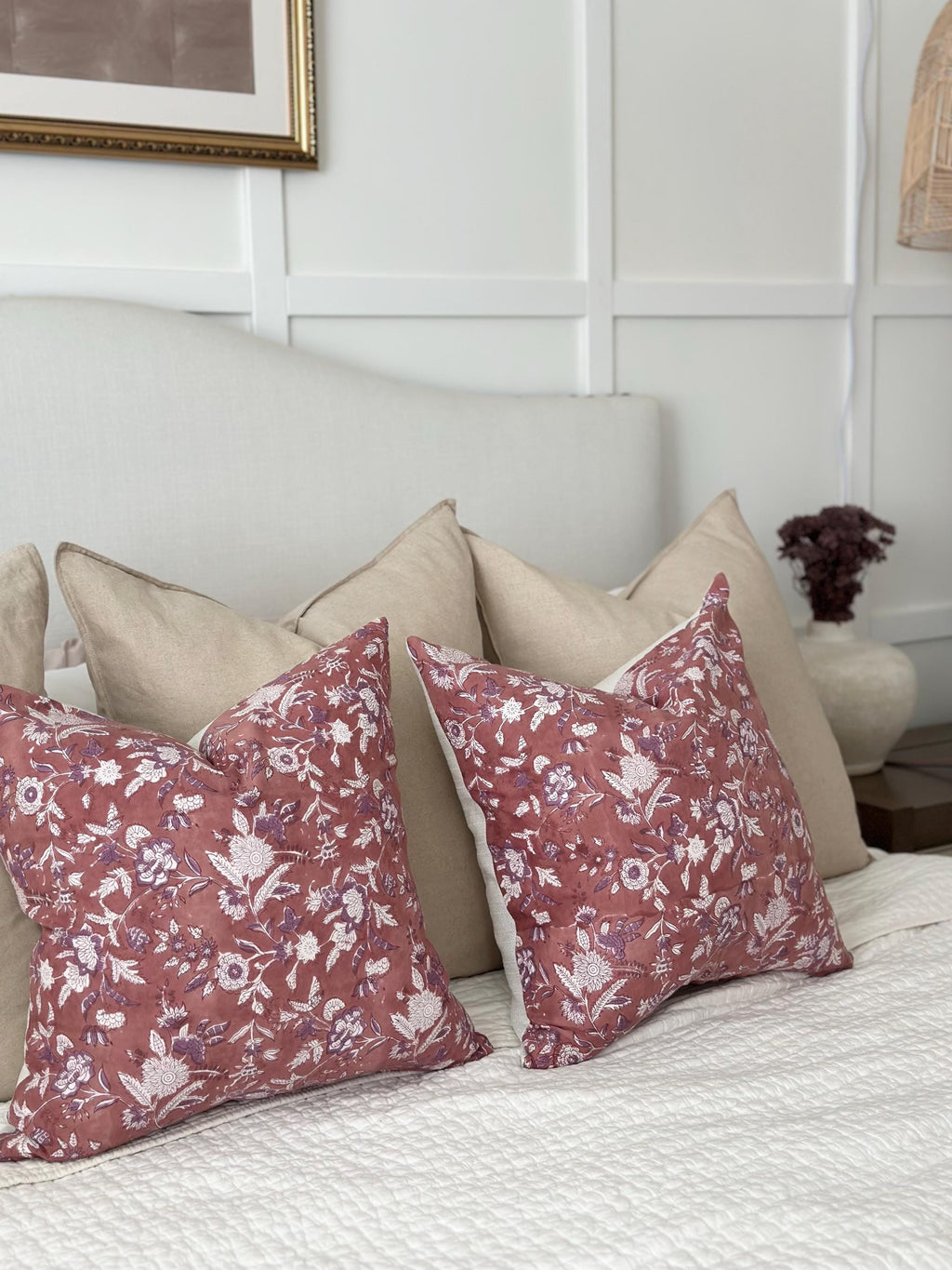 Pink Floral Pillow Cover