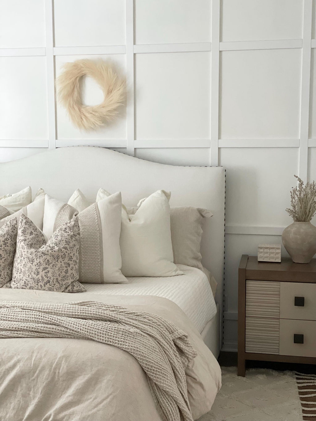 Floral Beige and Black Pillow Cover