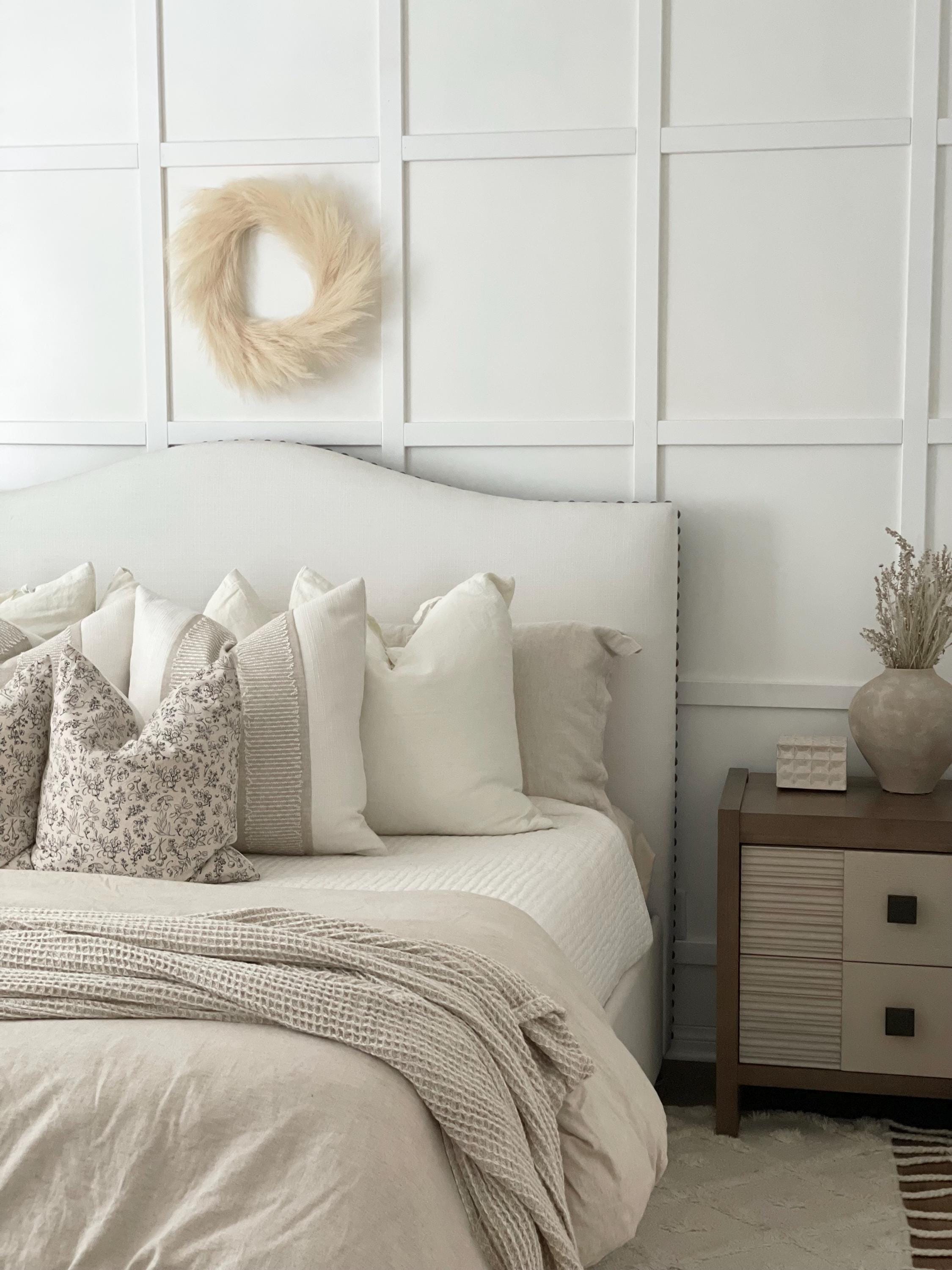 Floral Beige and Black Pillow Cover
