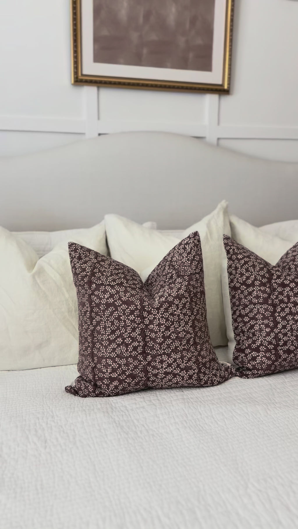Plum Printed Floral Pillow Cover