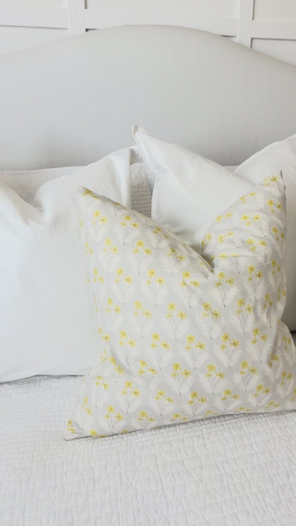 Gray and Yellow Floral Pillow Cover