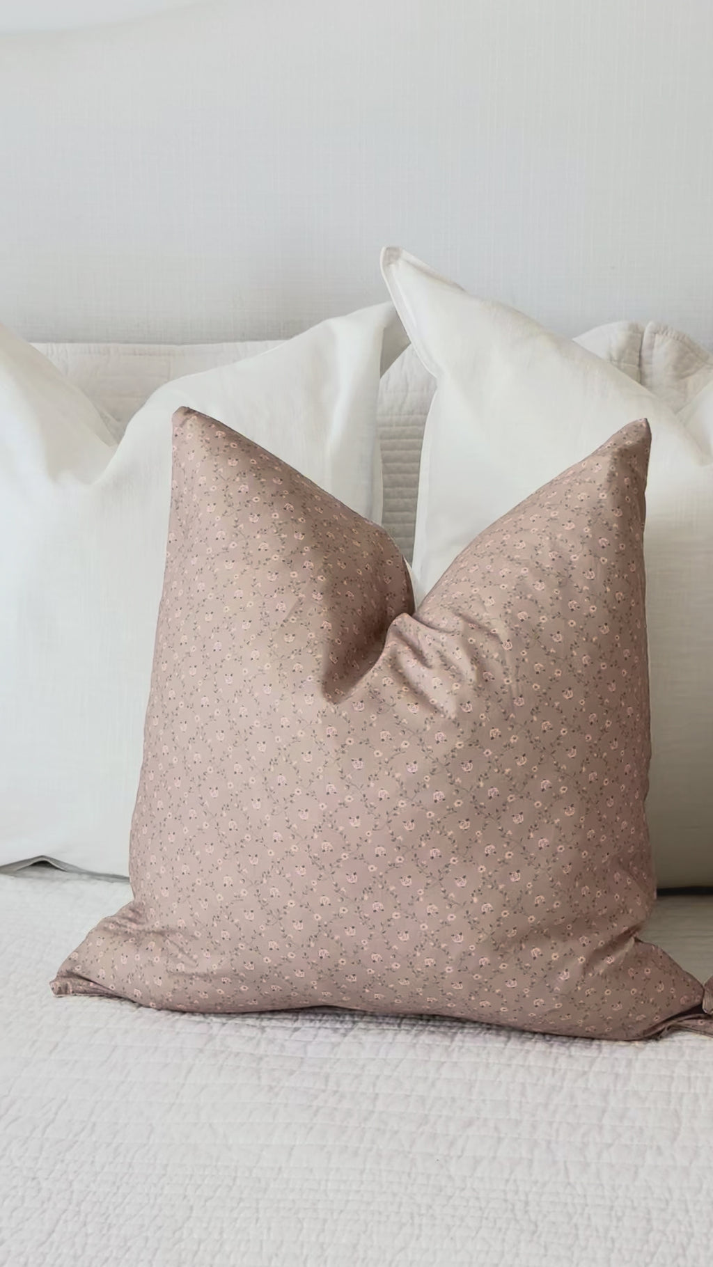 Beige and Blush Floral Pillow Cover